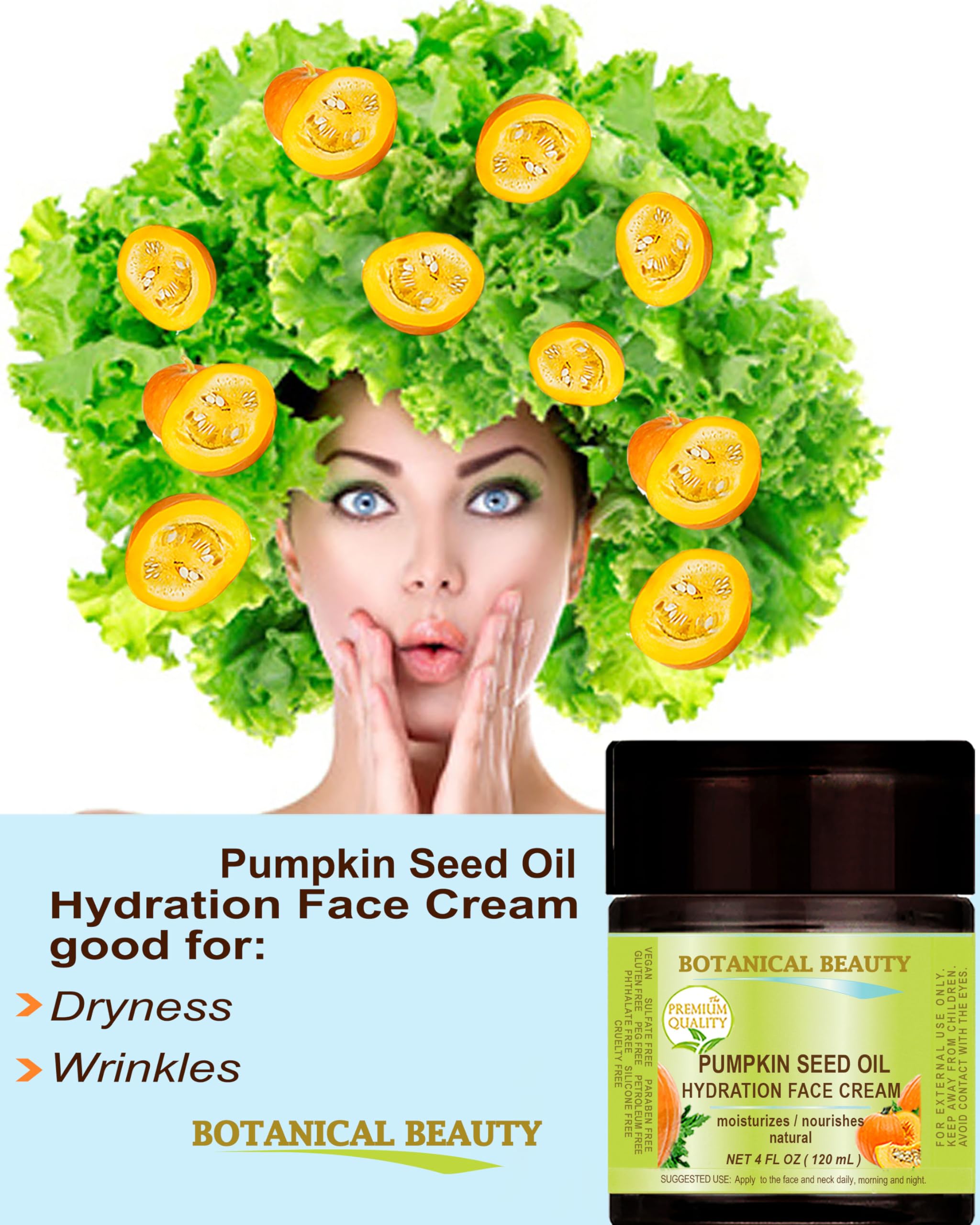Organic Pumpkin Seed Oil Hydration Face Cream. For Normal - Dry - Sensitive Skin. 2 Fl. Oz - 60 Ml. Hydrating, Moisturizing, Nou