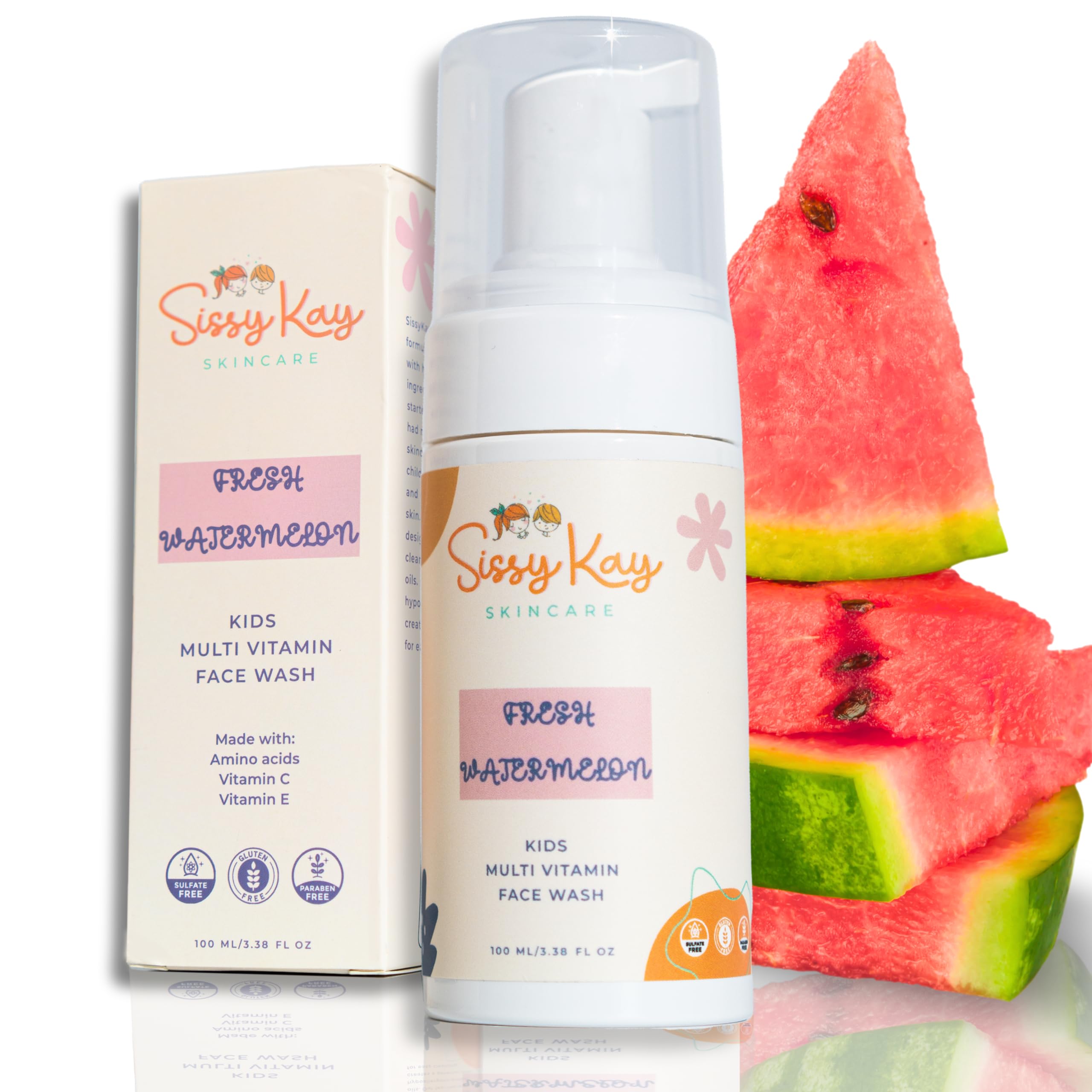 Sissy Kay Kids Face Wash - Foaming Face Wash For Kids - Gentle Skin Care - Natural Face Cleanser With Vitamin C & Vitamin E - Fo