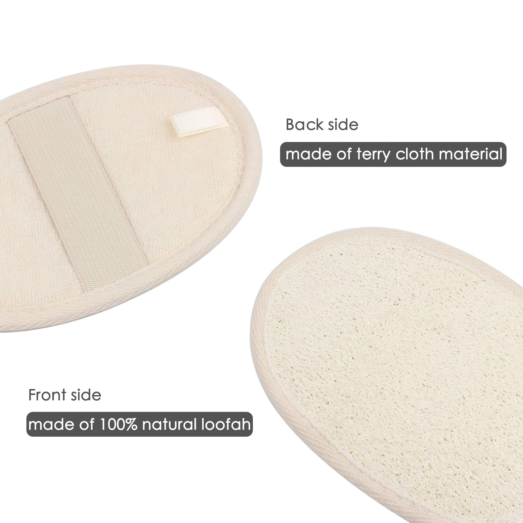 10 Packs Exfoliating Loofah Sponge Pads,Large 4x5.7-100% Natural Luffa and Terry Cloth Materials,Loofa Sponge Scrubber Body Glov