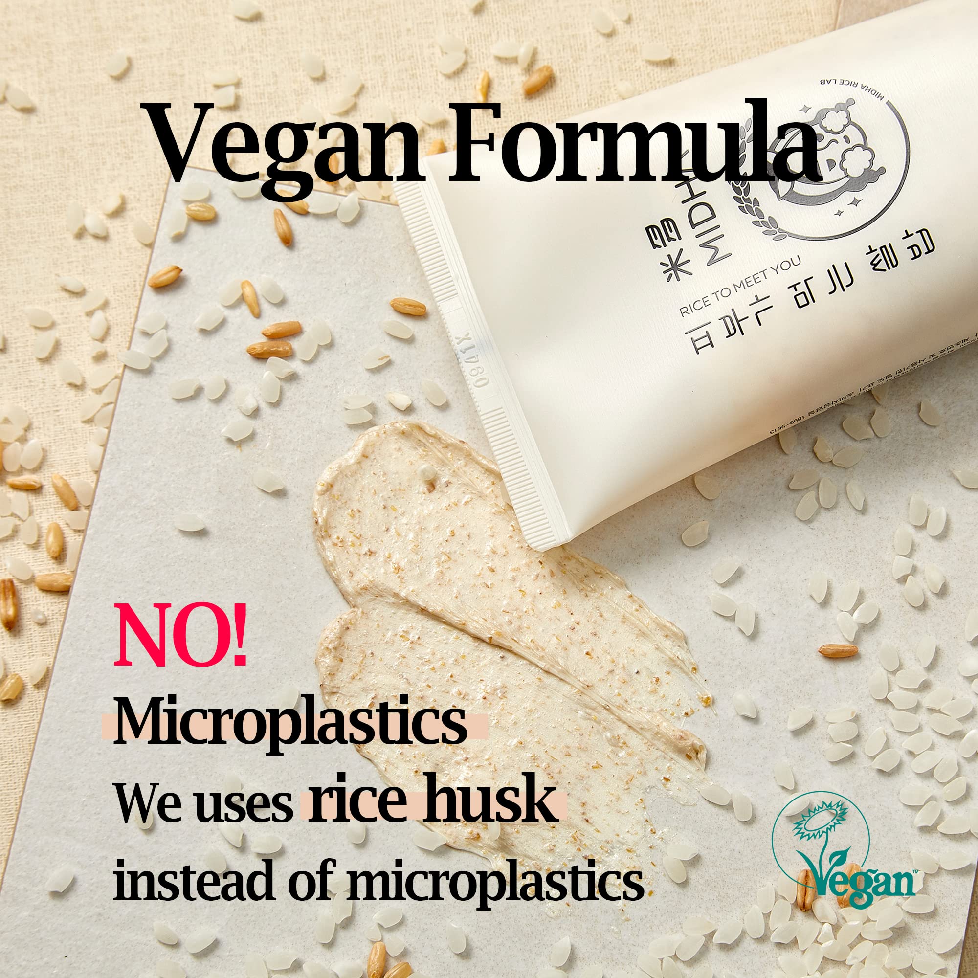 Midha Rice Bran Scrub Foam 150Ml Gentle Face Wash And Scrub With Finely Grinded Rice Husk And Rice Water Face Cleaning Wash Vega