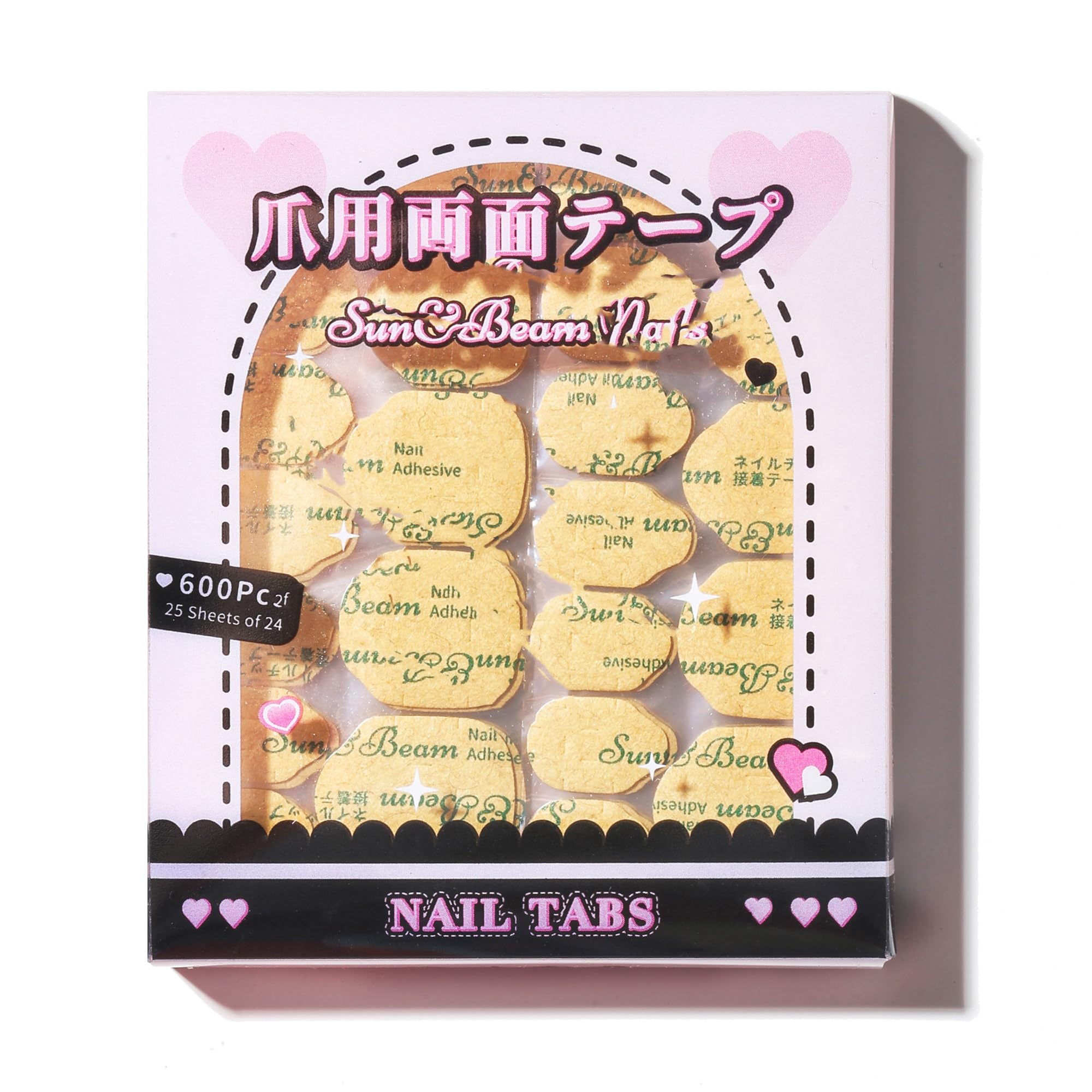 Sun&Beam Nails Adhesive Tabs 25 Sheets For Press On False Nail Tip Gel Glue Double Sided Tape Stickers Waterproof Transparent St