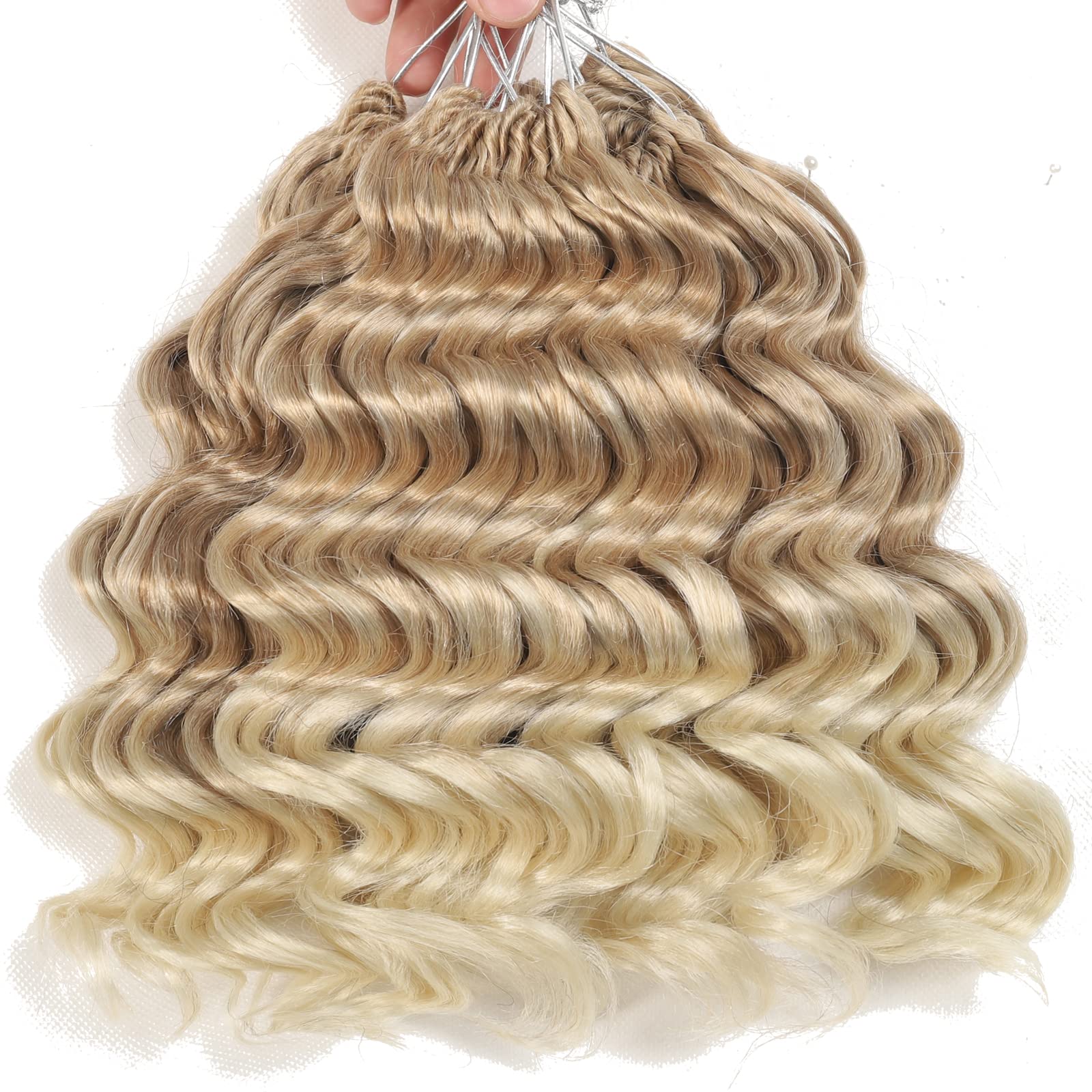 Blonde Ocean Wave Crochet Hair Pre Looped 9 Inch Curly Braiding Ocean Wave Hair 7 Packs Deep Wave Short Wavy Ocean Wave Crochet