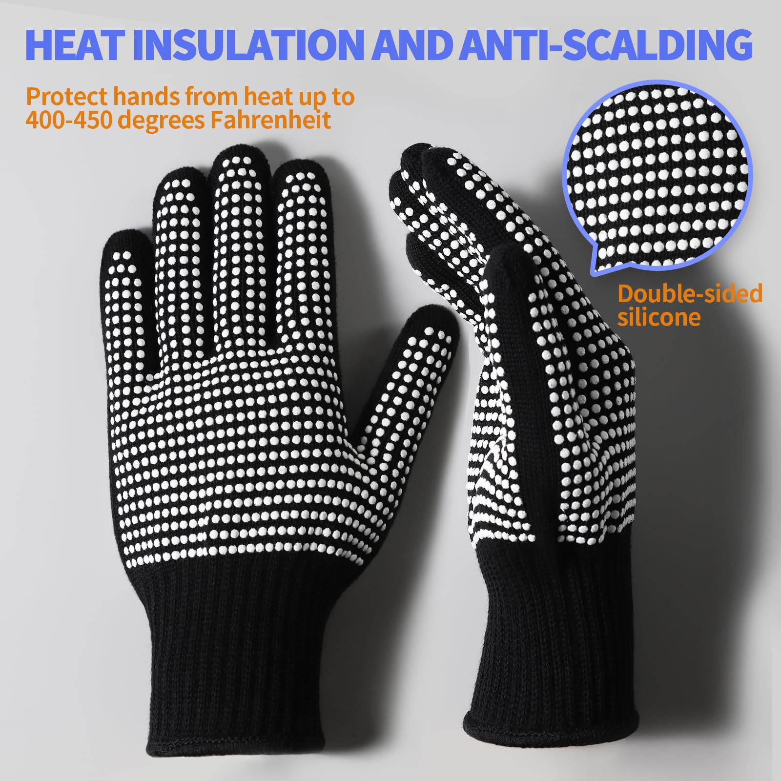 Teenitor 2 Pcs Heat Resistant Gloves With Silicone Bumps, Heat Resistant Gloves For Sublimation, Heat Protection Gloves For Hair