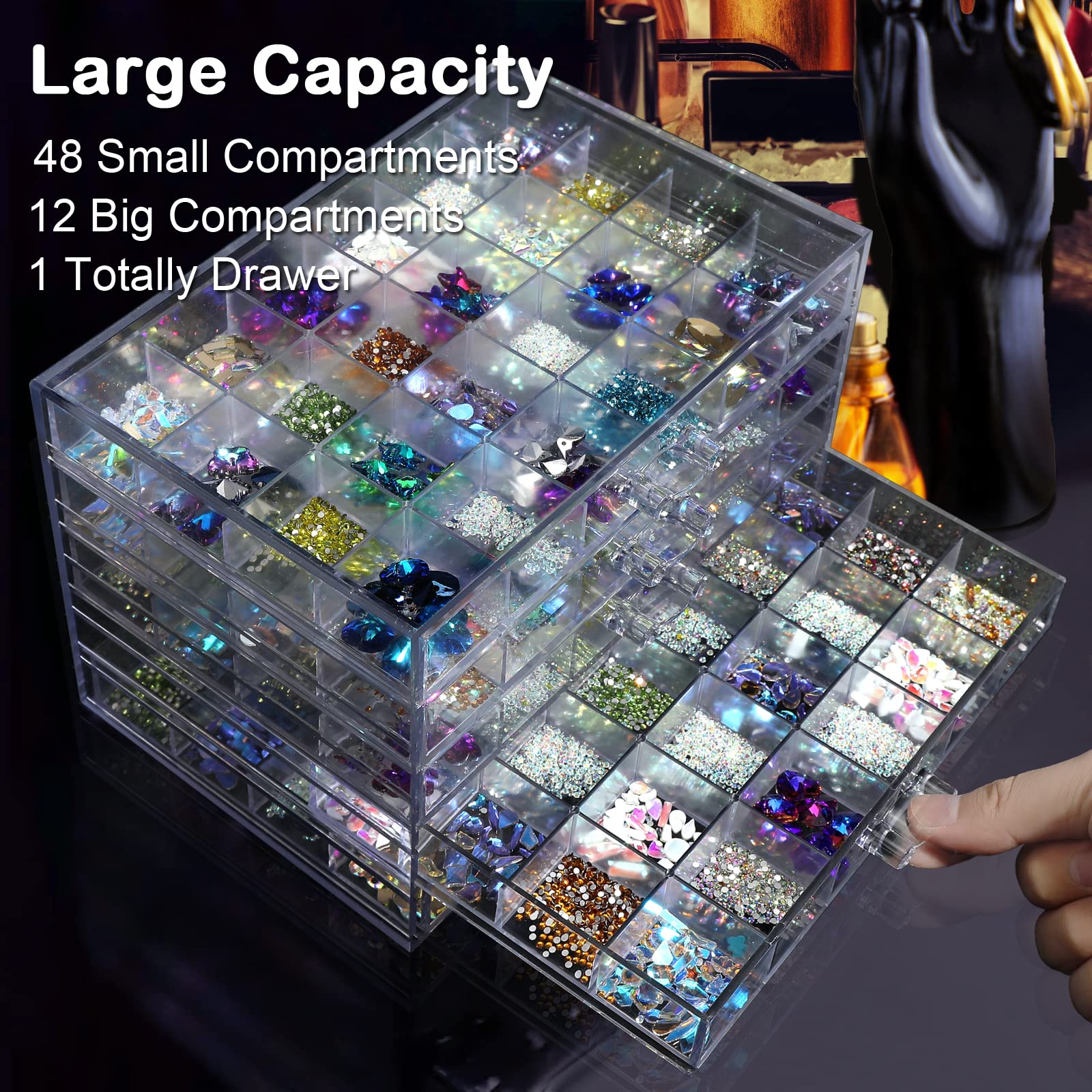 5 Tier 120Lattice Nail Organizers And Storage Clear Acrylic Nail Jewellery Accessories Storage Case Holder Shelves Display Mesa