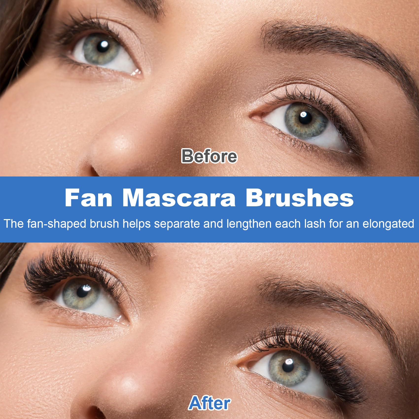 Pagow 2Pcs Folding Angle Scalloped Lash Brush, 2024 New Mascara Fan Brush, Eyelash Comb Separator Makeup Tool, Multifunctional F