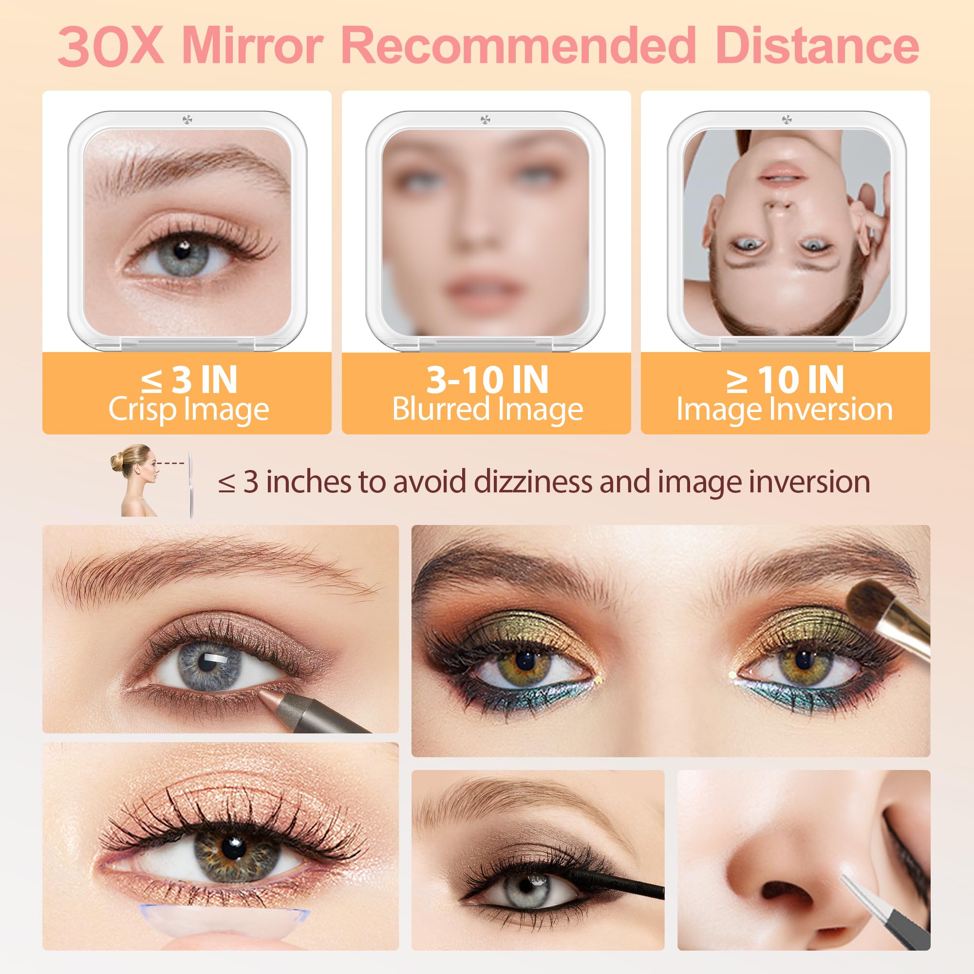 Miyadiva Compact Mirror, 30X Magnifying Mirror, Pocket Mirror For Purse, Travel Makeup Mirror With 30X/1X Magnification, Travel