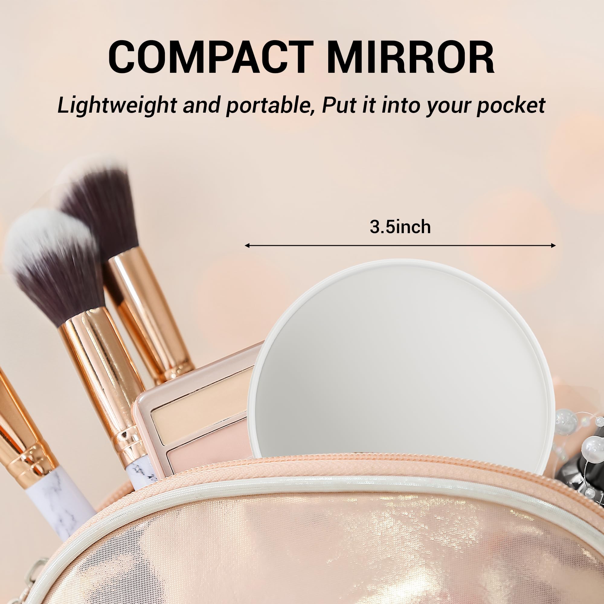 Magnifying Mirror, 10X & 20X & 30X Set, Magnified Mirror 3.5'' With Two Suction Cups, Travel Magnifying Mirror Set Comes With Po