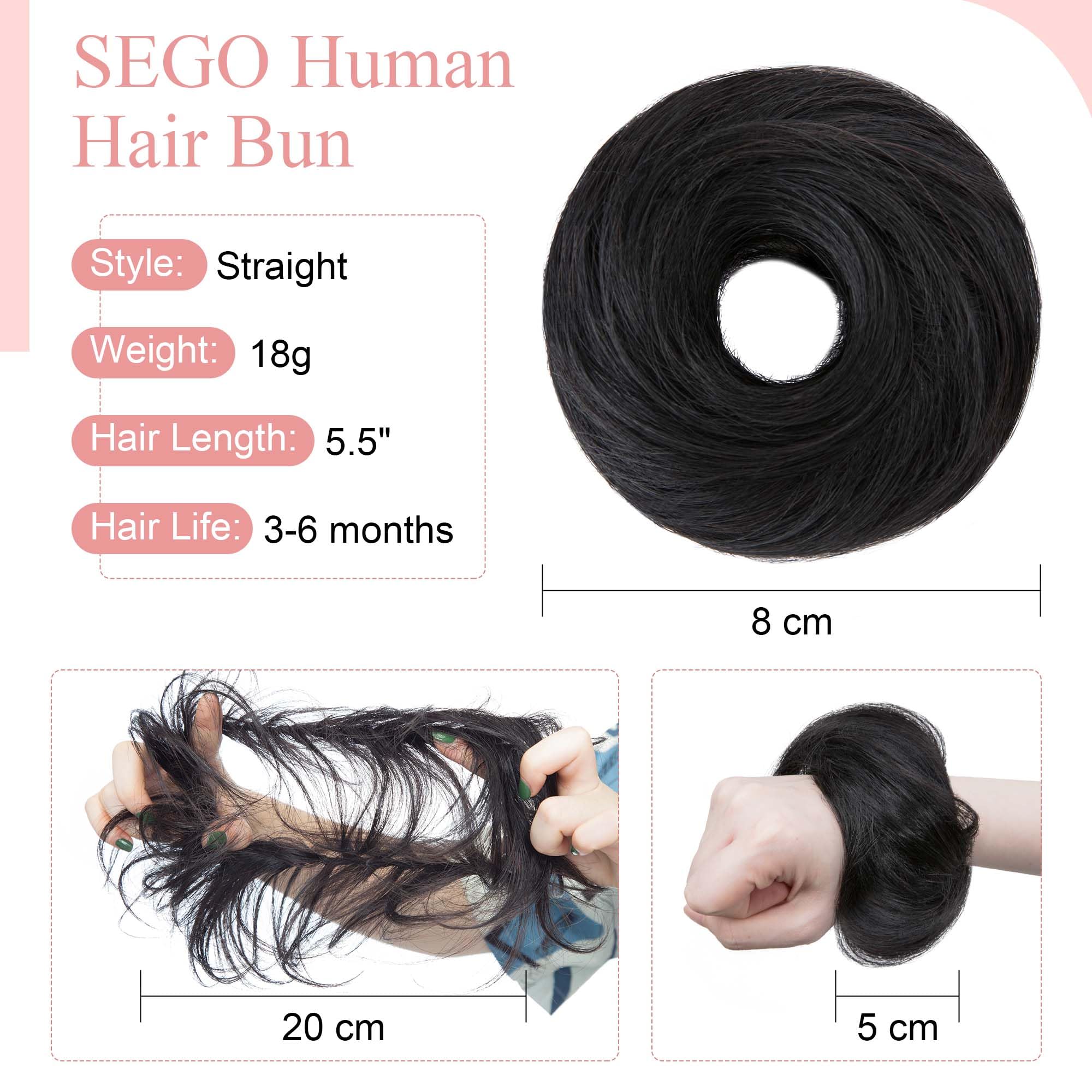 SEGO Human Hair Messy Bun Hairpieces Real Scrunchies Natural Wavy Smoothed Updo Donut Chignon Ponytail Extensions for Women Girl