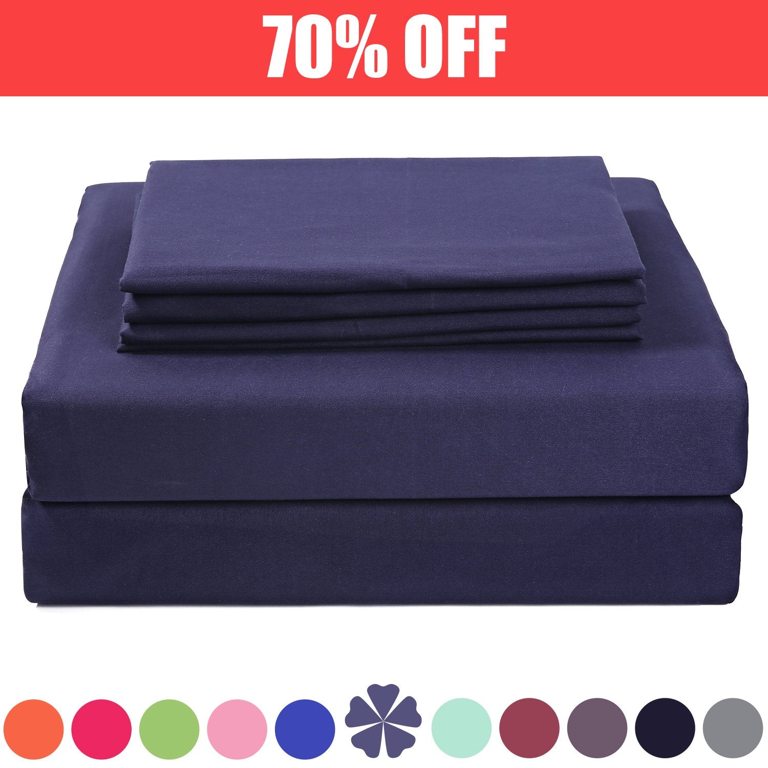 4 Piece Bed Sheet Set (Full,Blue) 1 Flat Sheet,1 Fitted Sheet and 2 Pillow cases,Brushed Microfiber Luxury Bedding with Deep Poc