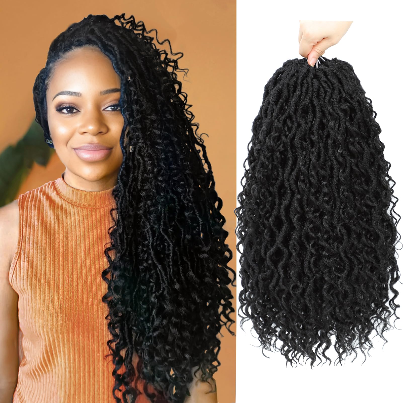 Forevery Faux Locs Crochet Hair 18 Inch Goddess Locs Crochet Hair 6 Packs Prelooped Crochet Hair for Black Women, Crochet goddes