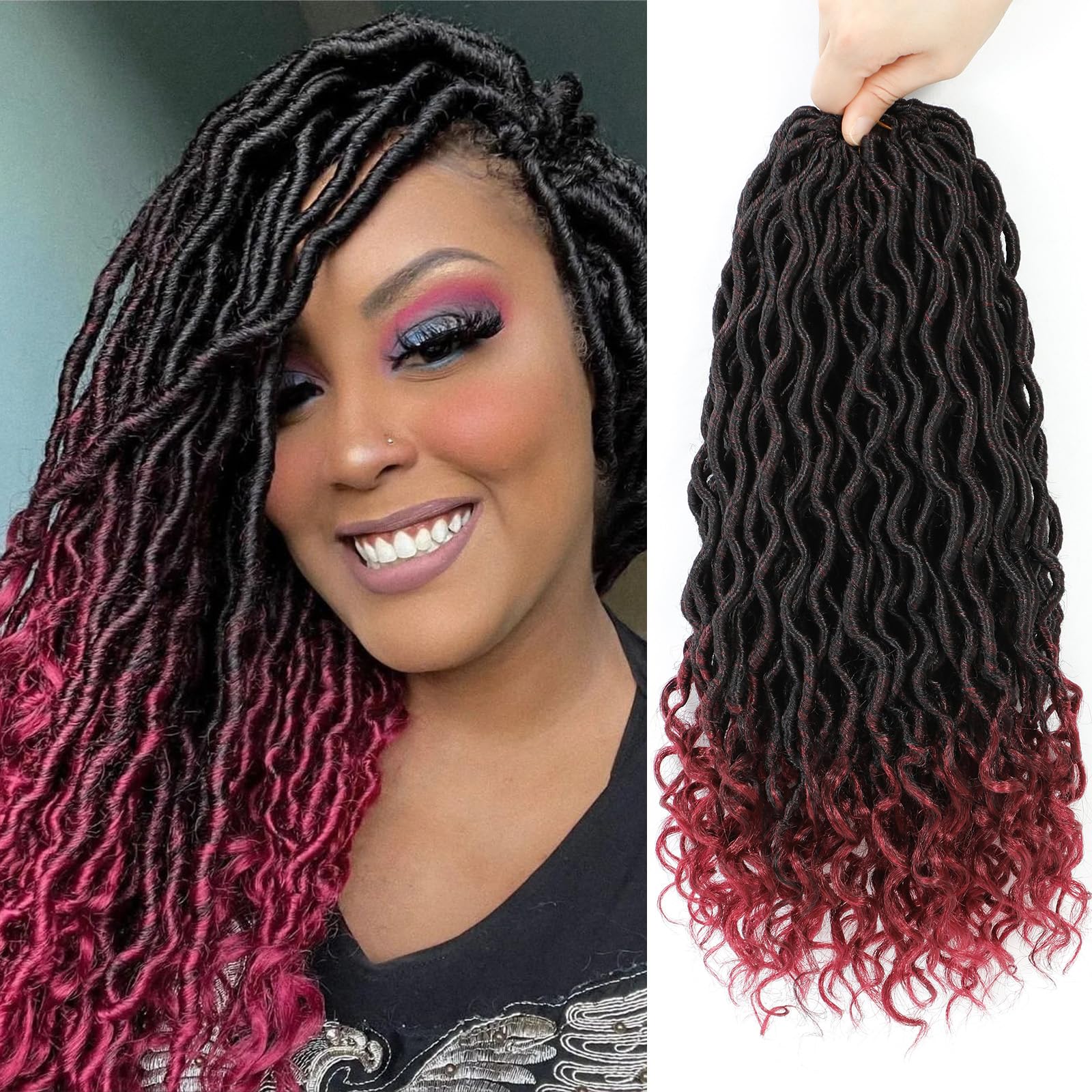 Cohariss Faux Locs 16 Inch Crochet Hair Pre Looped Goddess Locs Crochet Hair for Black Women Soft Locs Crochet Hair with Curly E