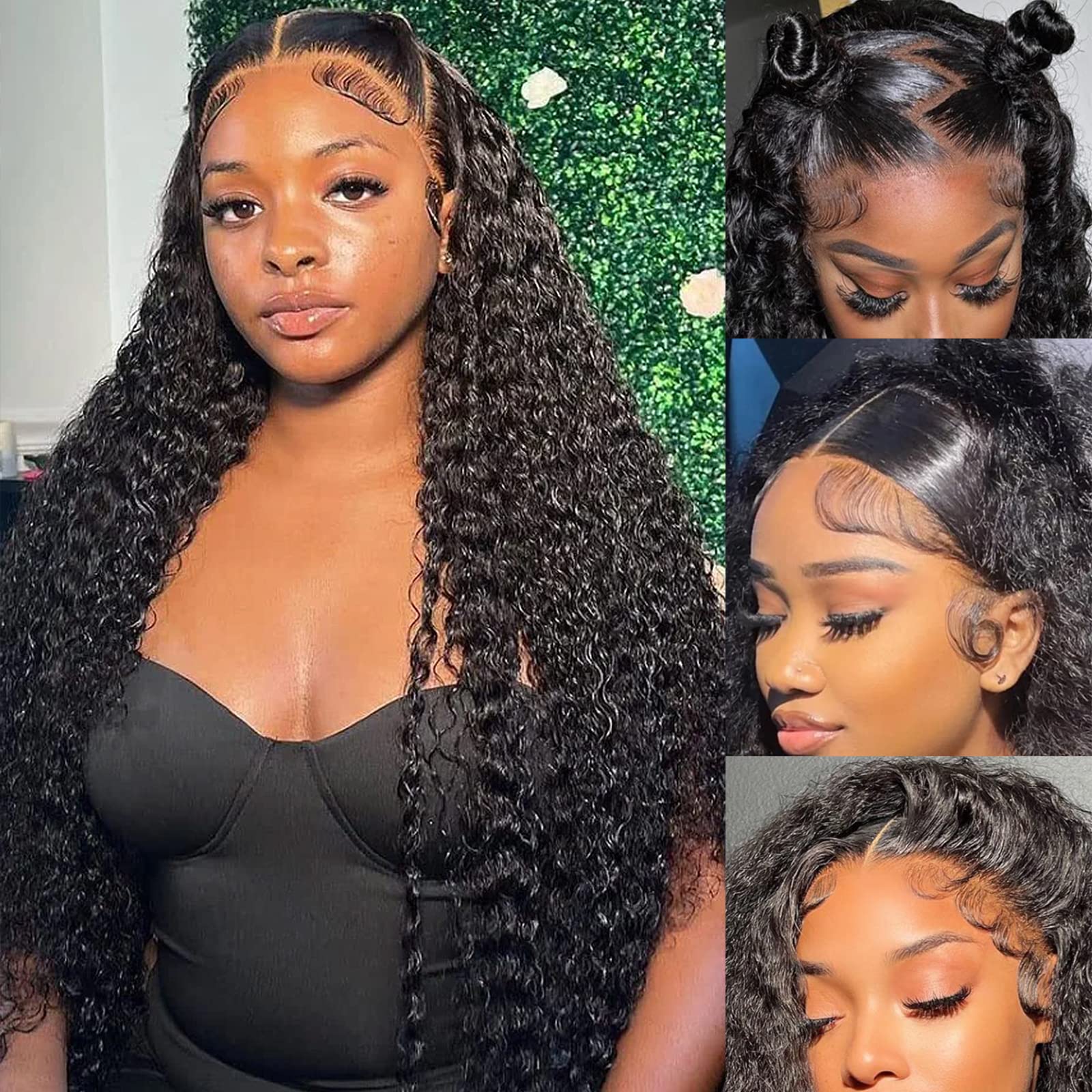 4Girl4Ever Deep Wave Lace Front Wigs Human Hair 180% Density Wet And Wavy Wigs Human Hair 13X4 Curly Lace Frontal Wigs Human Hai