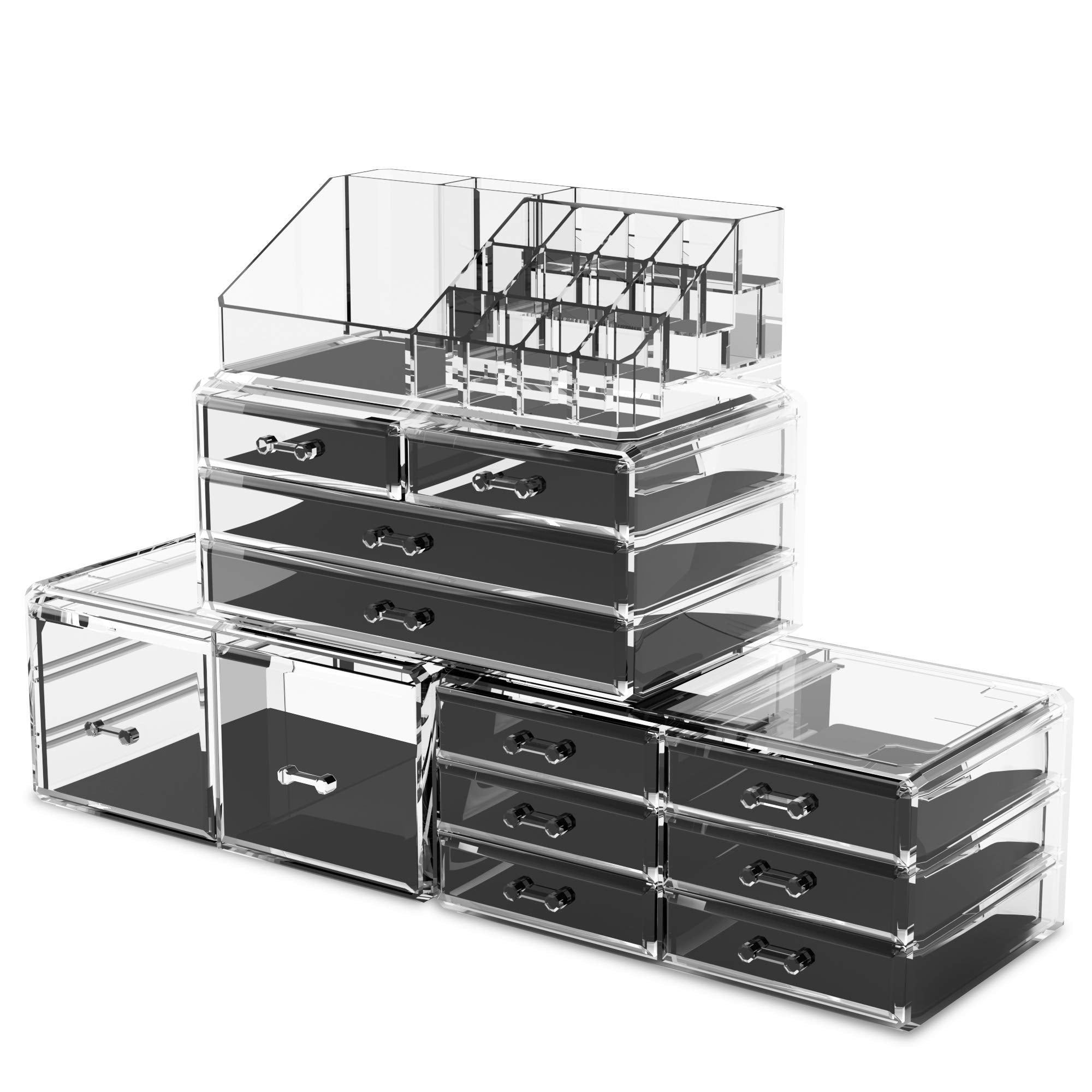 READAEER Makeup Cosmetic Organizer - 12 Drawer Storage Case, Clear Plastic, Model 43219-84979
