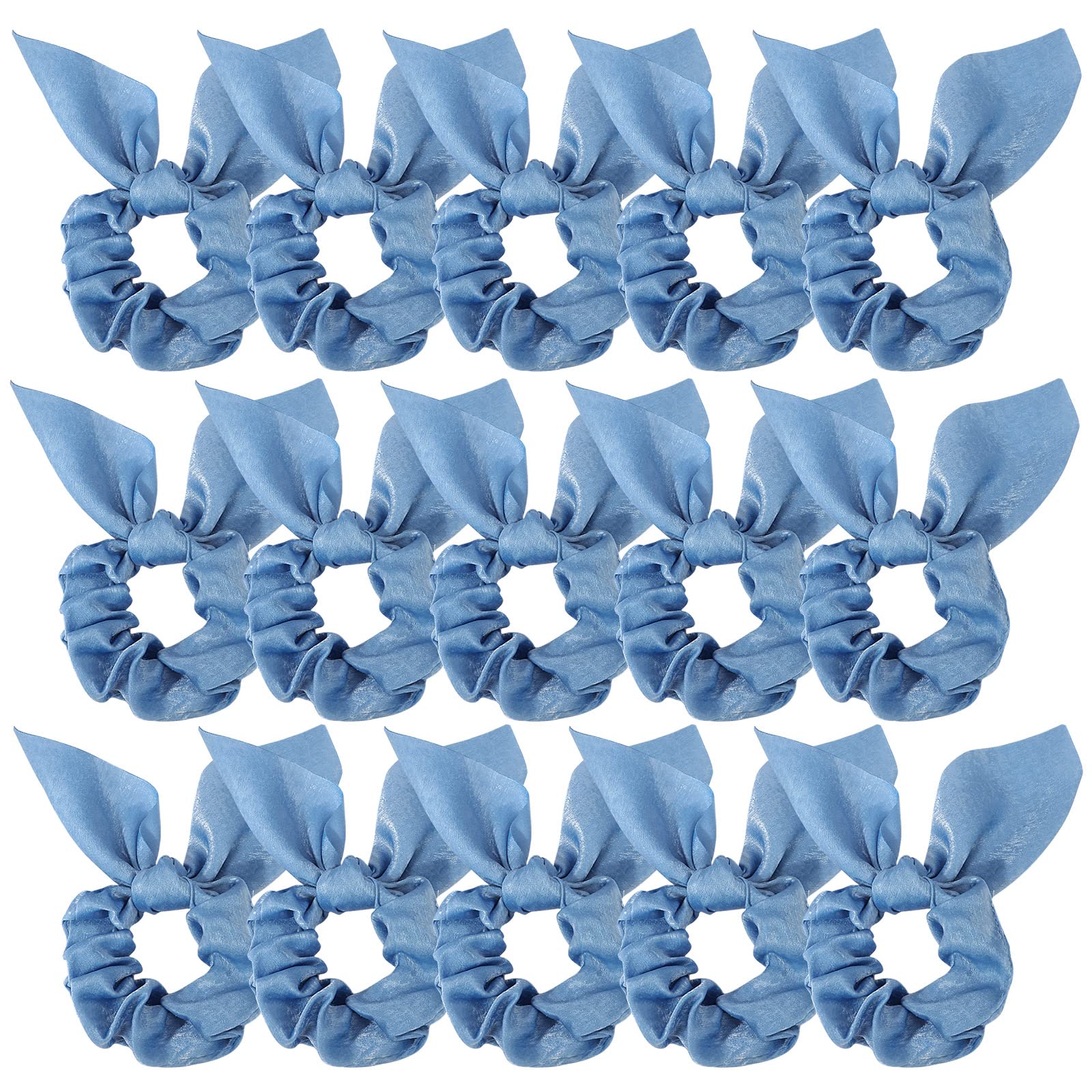 Ondder Hair Scrunchies - 15 Pcs Cute Bow Ribbon Elastic Hair Ties and Ponytail Holders in Blue for Women and Girls