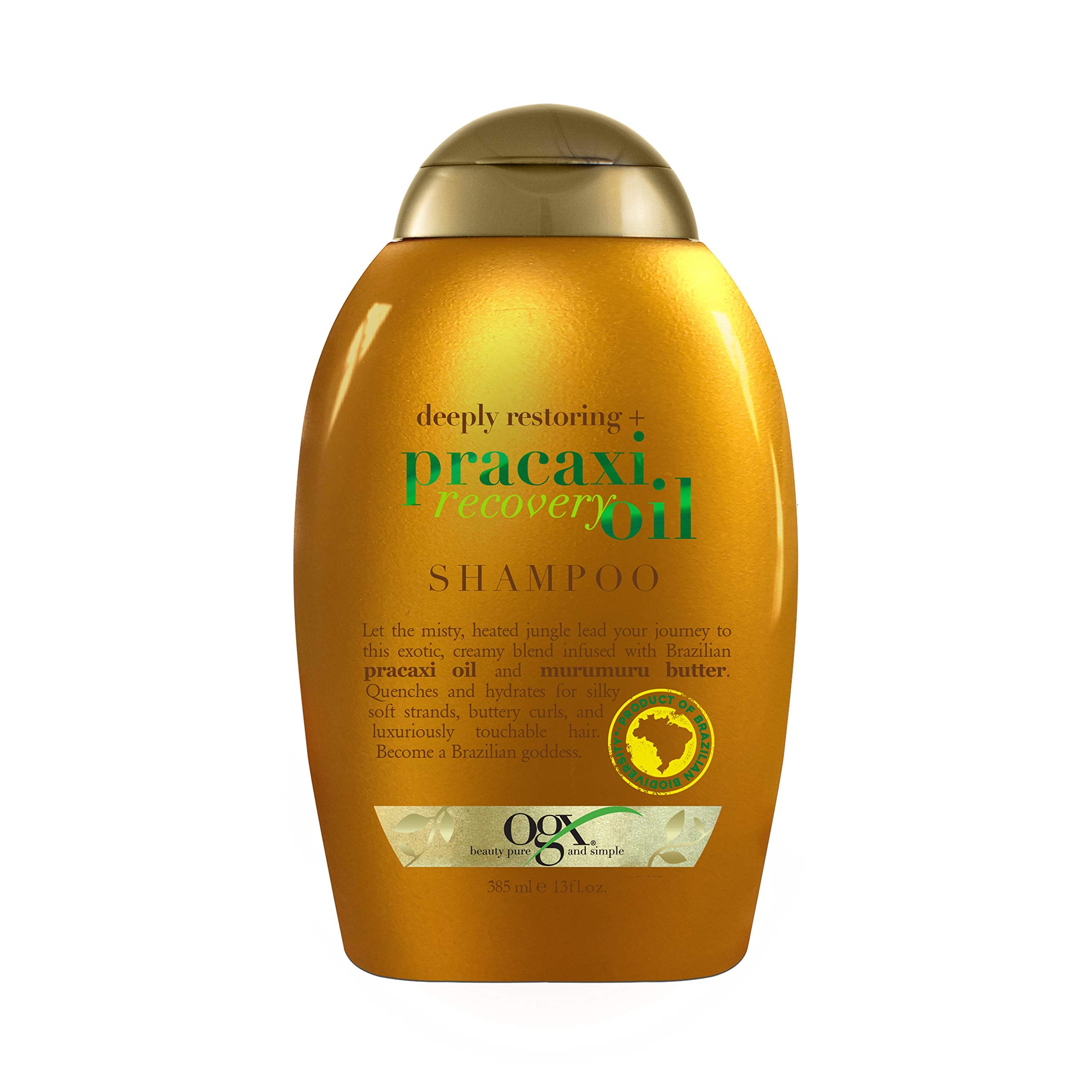 OGX Deeply Restoring + Pracaxi Recovery Oil AntiFrizz Shampoo with Murumuru Butter to Intensely Hydrate Curly Wavy Hair SulfateF