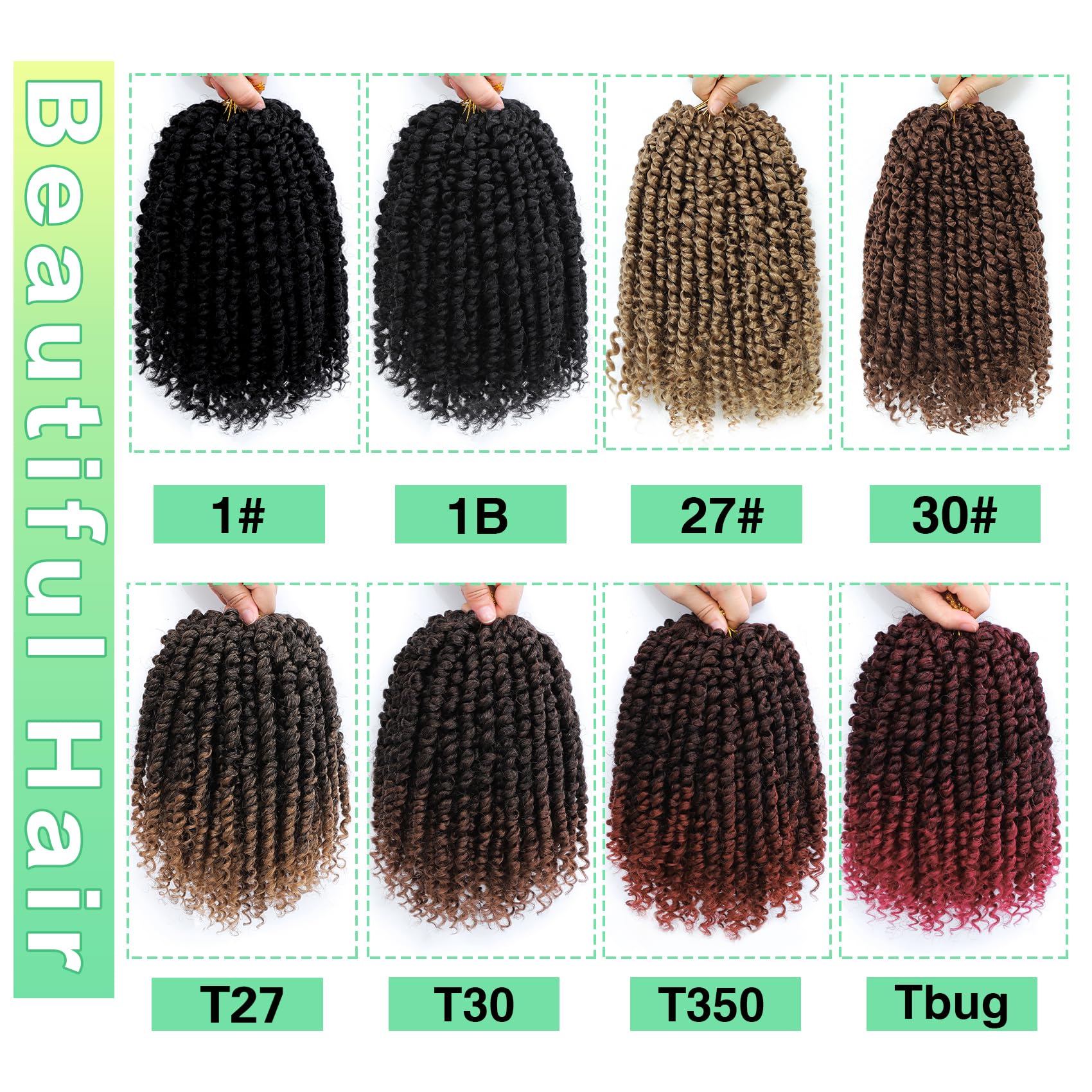 Passion Twist Crochet Hair 10Inch Passion Twist Hair 8 Packs Soft Pre-Twisted Passion Twist Curly Crochet Hair For Black Women 3