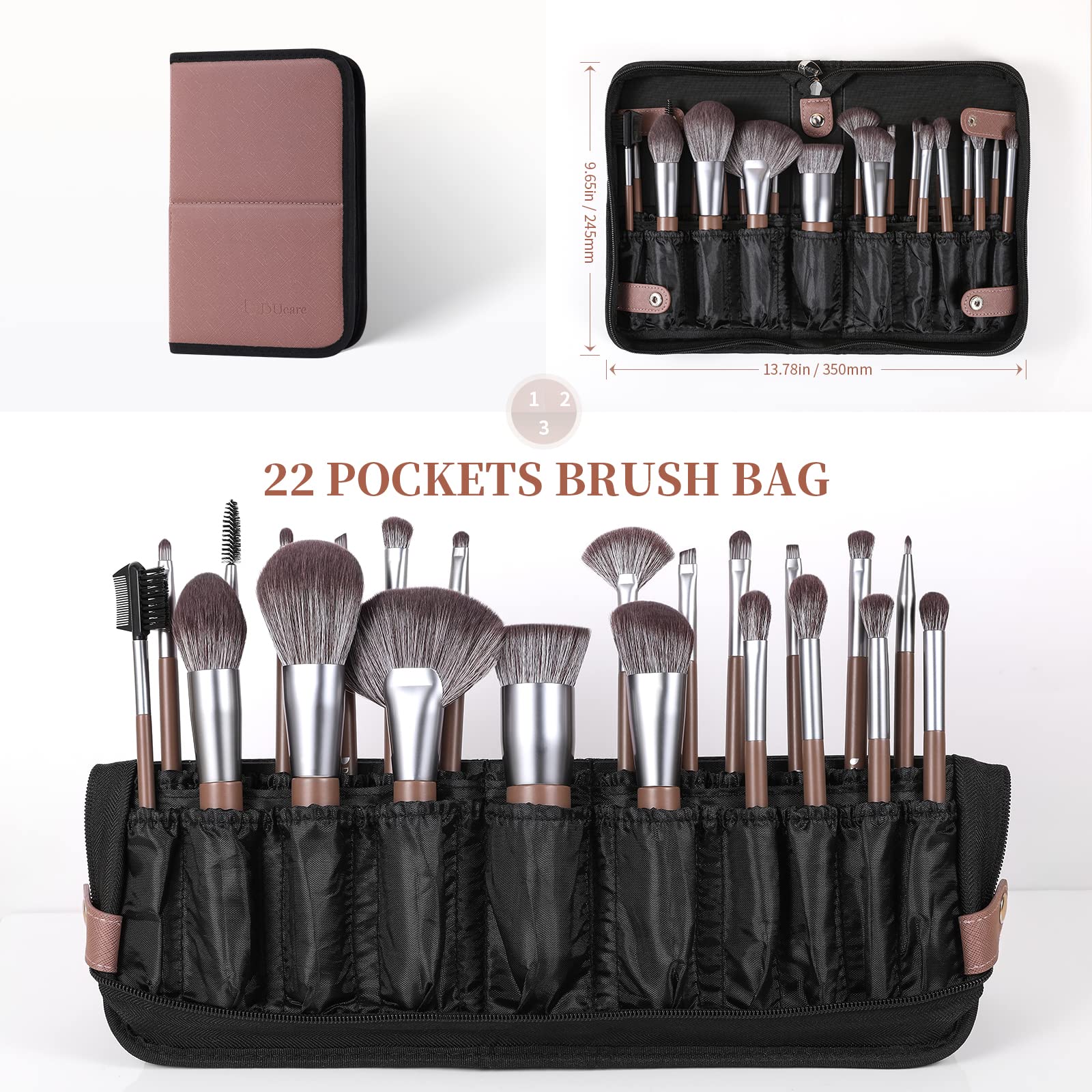Ducare Makeup Brushes Professional With Bag 22Pcs Makeup Brush Set Premium Synthetic Kabuki Foundation Blending Brush Face Powde