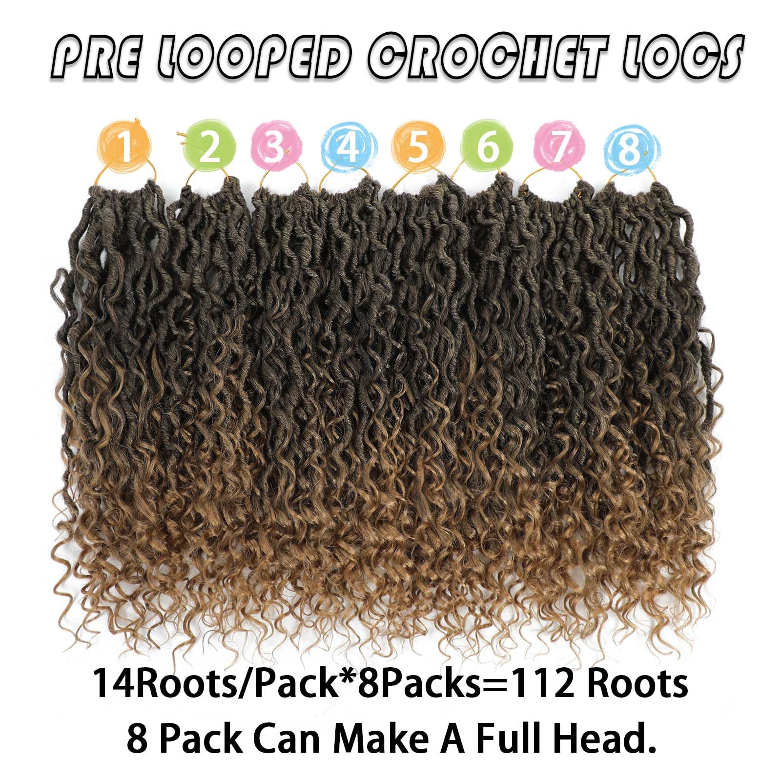 Col Bling 14 Inch 8 Packs Goddess Locs Crochet Hair Ombre Faux Locs Crochet Hair For Women Pre Looped Boho River Locs Crochet Ha