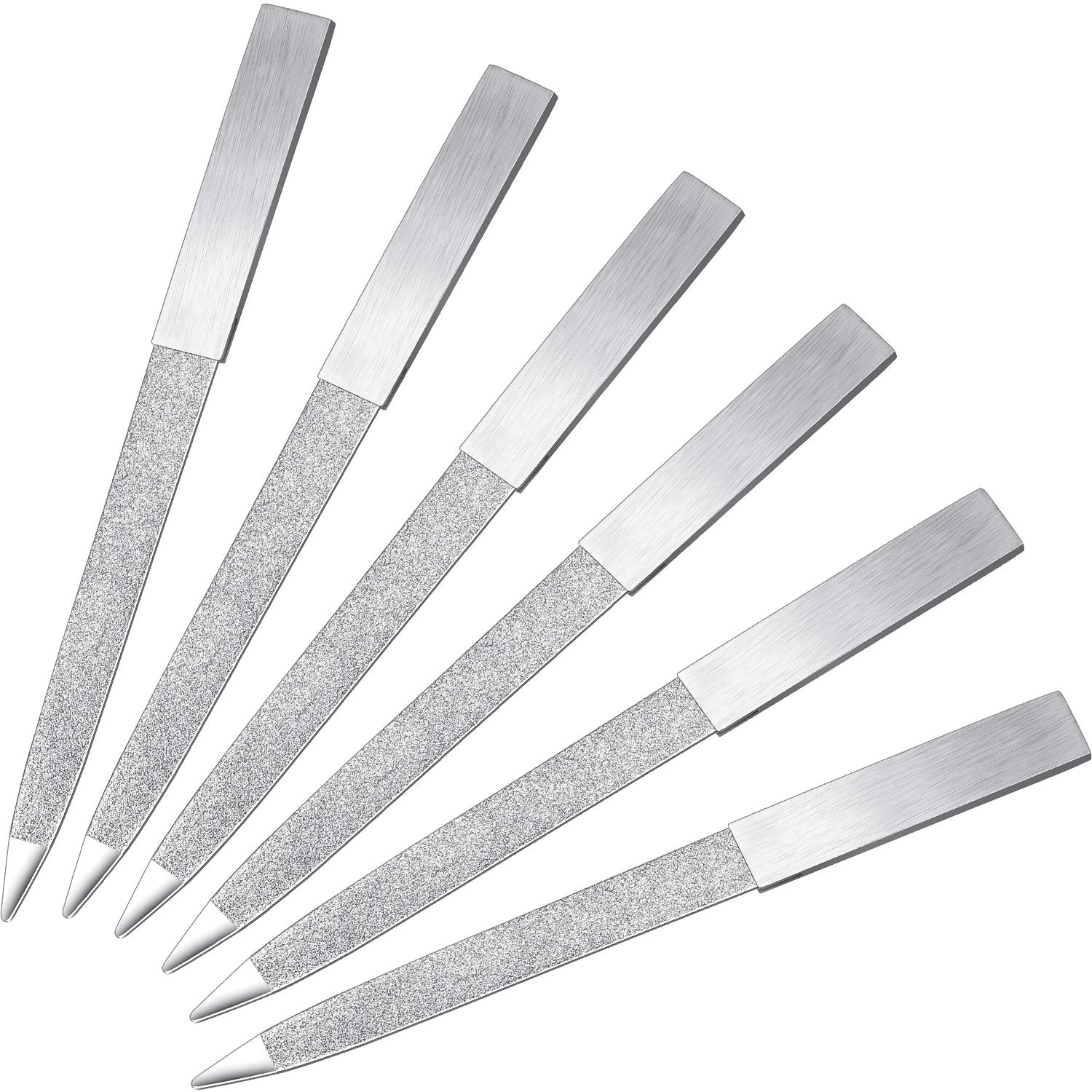 Mudder 6 Pieces Diamond Nail File Stainless Steel Double Side Nail File Metal File Buffer Fingernails Toenails Manicure Files fo