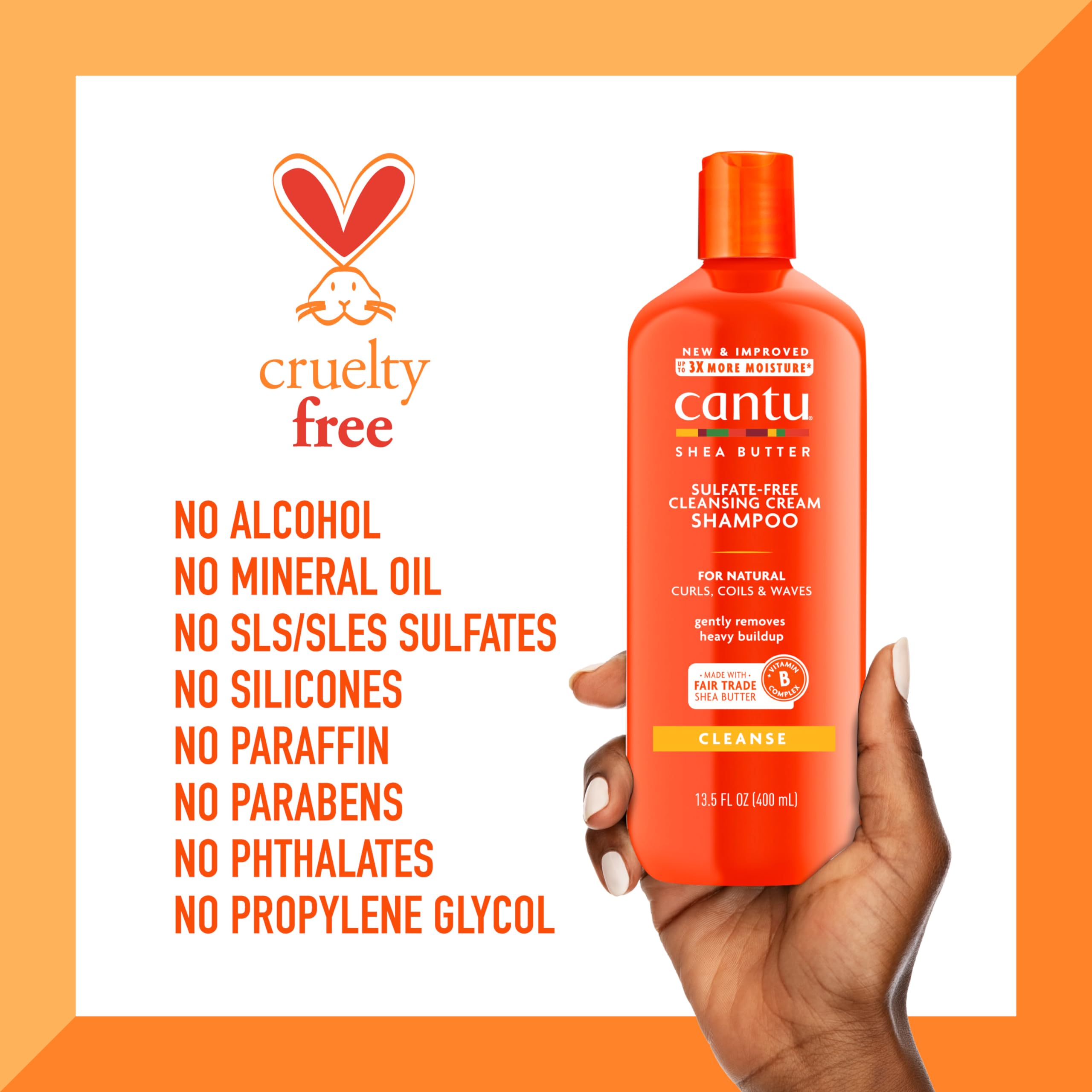 Cantu Shea Butter For Natural Hair Sulfate-Free Cleansing Cream Shampoo, 13.5 Ounce