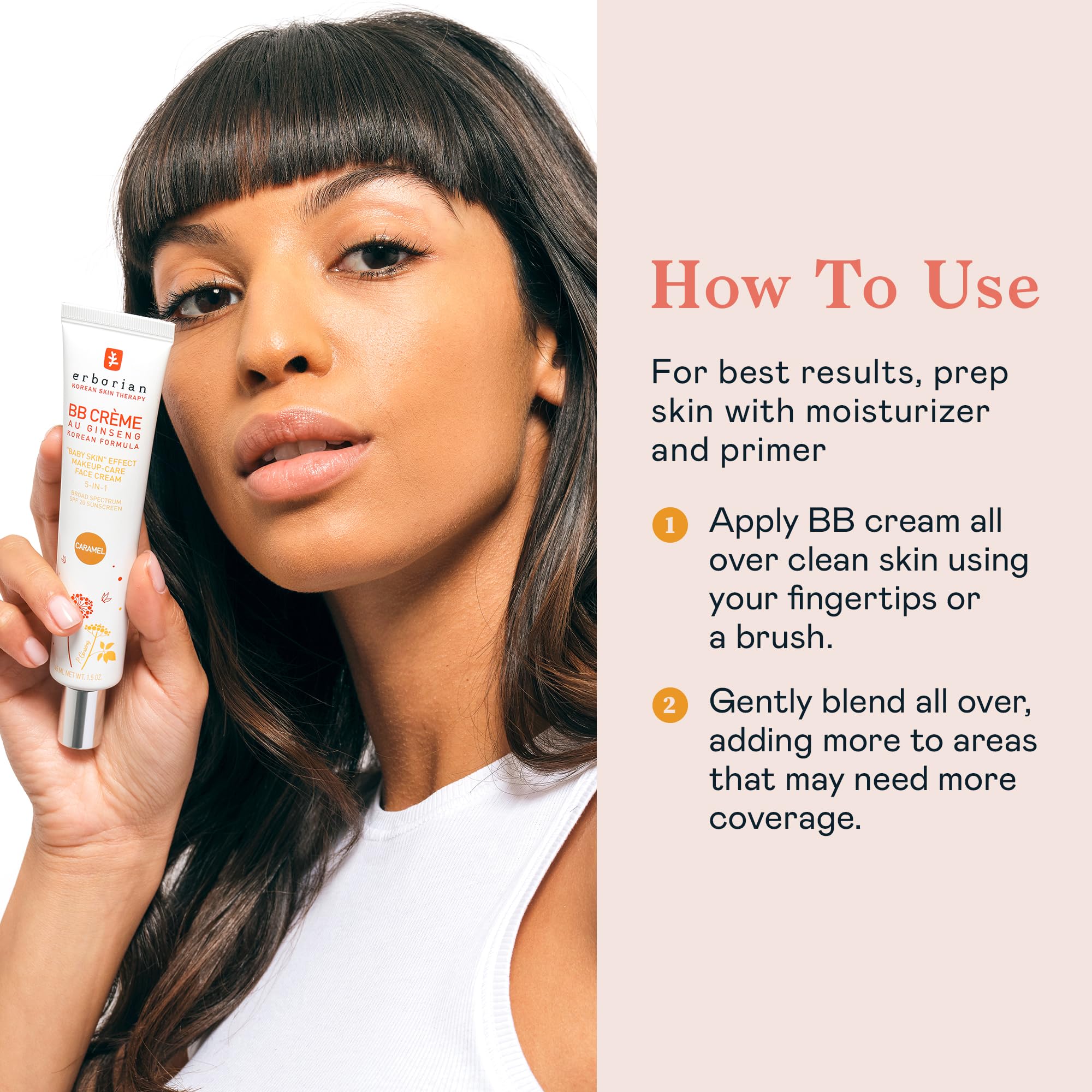 Erborian Bb Cream With Ginseng, Caramel - Lightweight Buildable Coverage With Spf & Ultra-Soft Matte Finish Minimizes Pores & Im