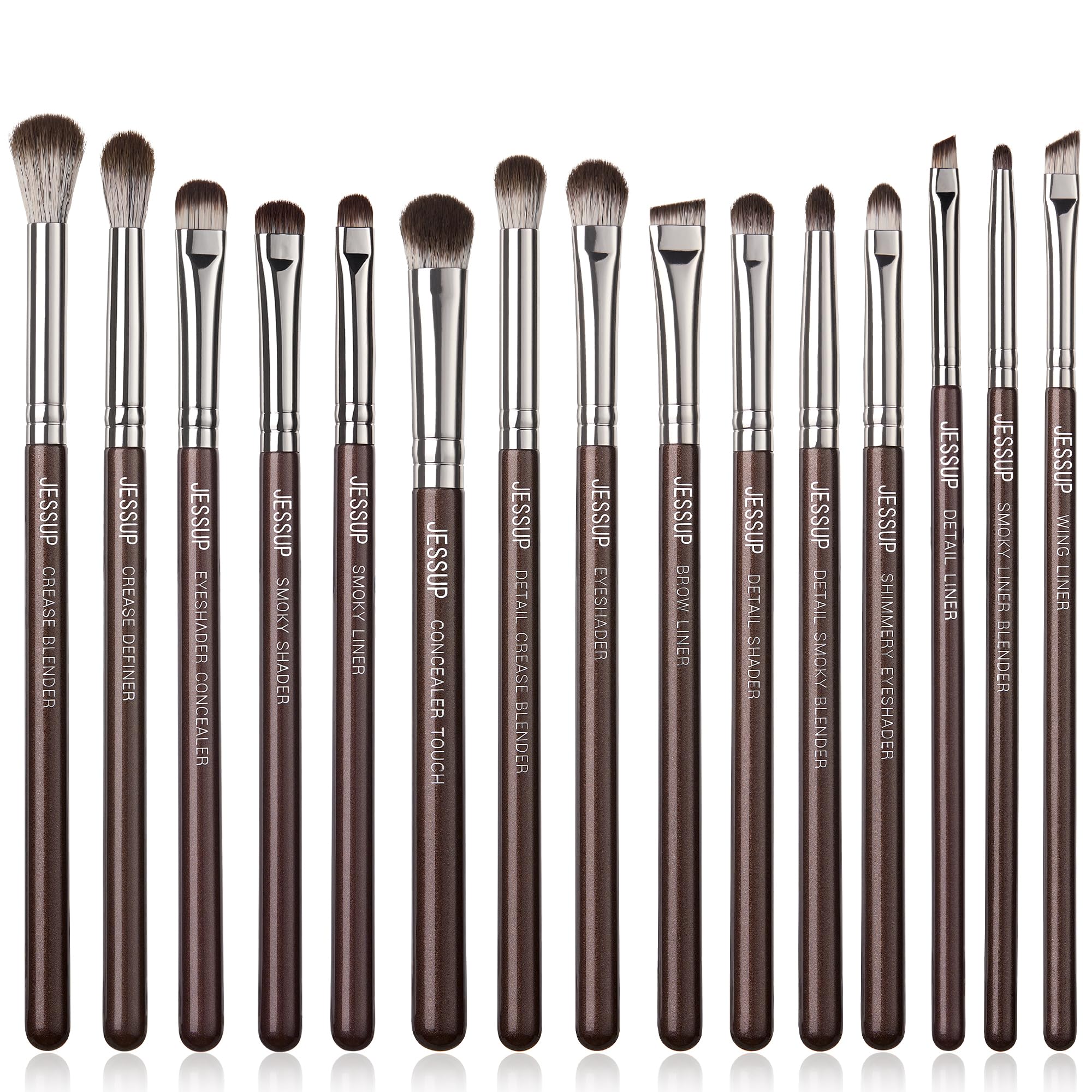 Jessup Eye Makeup Brushes Set Professional 15Pcs Brown Eyeshadow Brush Eyebrow Concealer Eyeliner Blending Brush For Makeup Prem