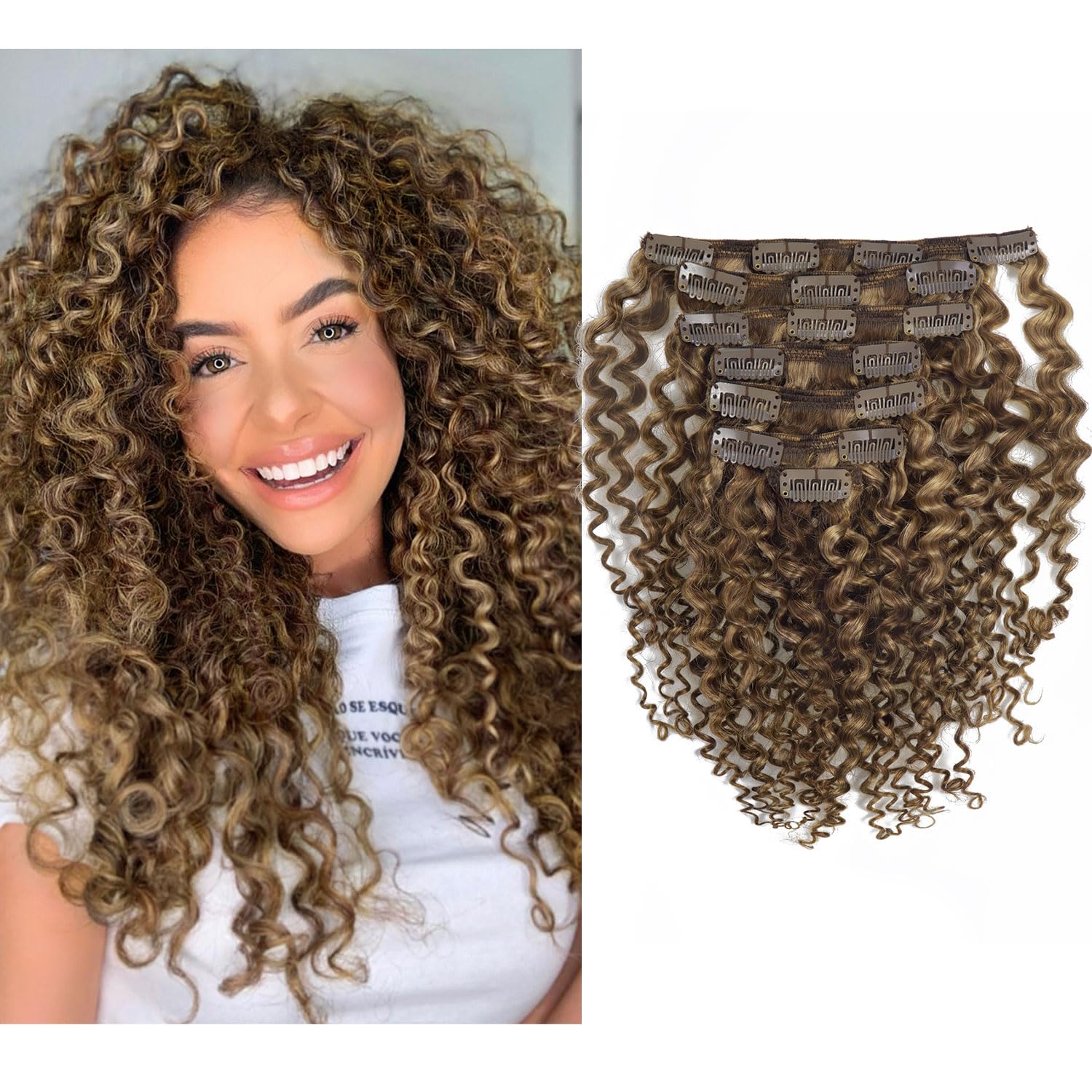 Clip in Human Hair Extensions Afro Jerry Curly 3B 3C Real Hair Clip in Extensions For Black Women Natural Black Color 100% Brazi