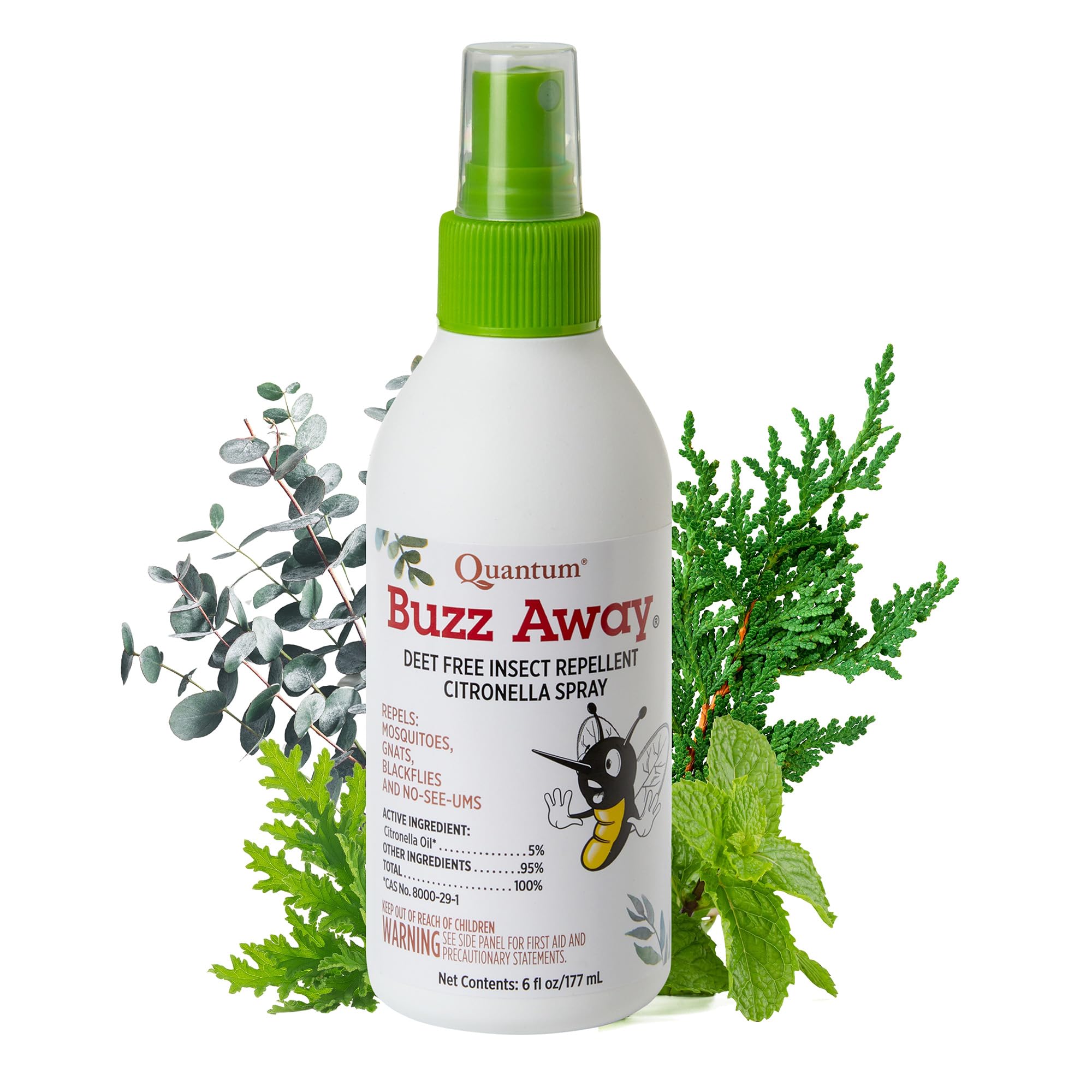 Quantum Health Buzz Away Insect Repellent DEET Free Citronella Oil Outdoor Mosquito & Tick Bug Spray Powerful Plants Repel Bugs 