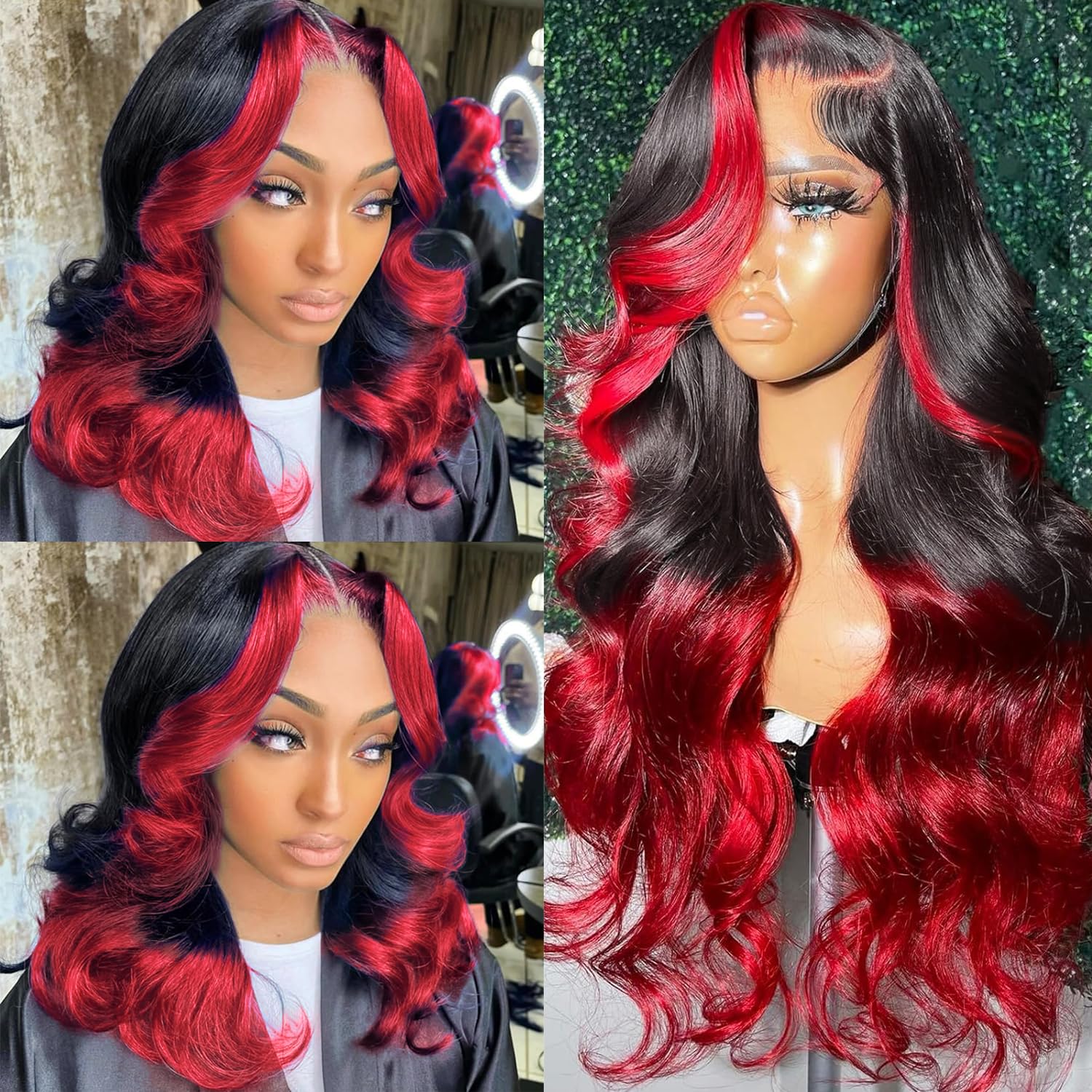 Goldfinch Highlight Red Lace Front Wig Human Hair Body Wave 13X4 Hd Lace Ombre Hot Red Wigs Human Hair For Women Pre Plucked Red