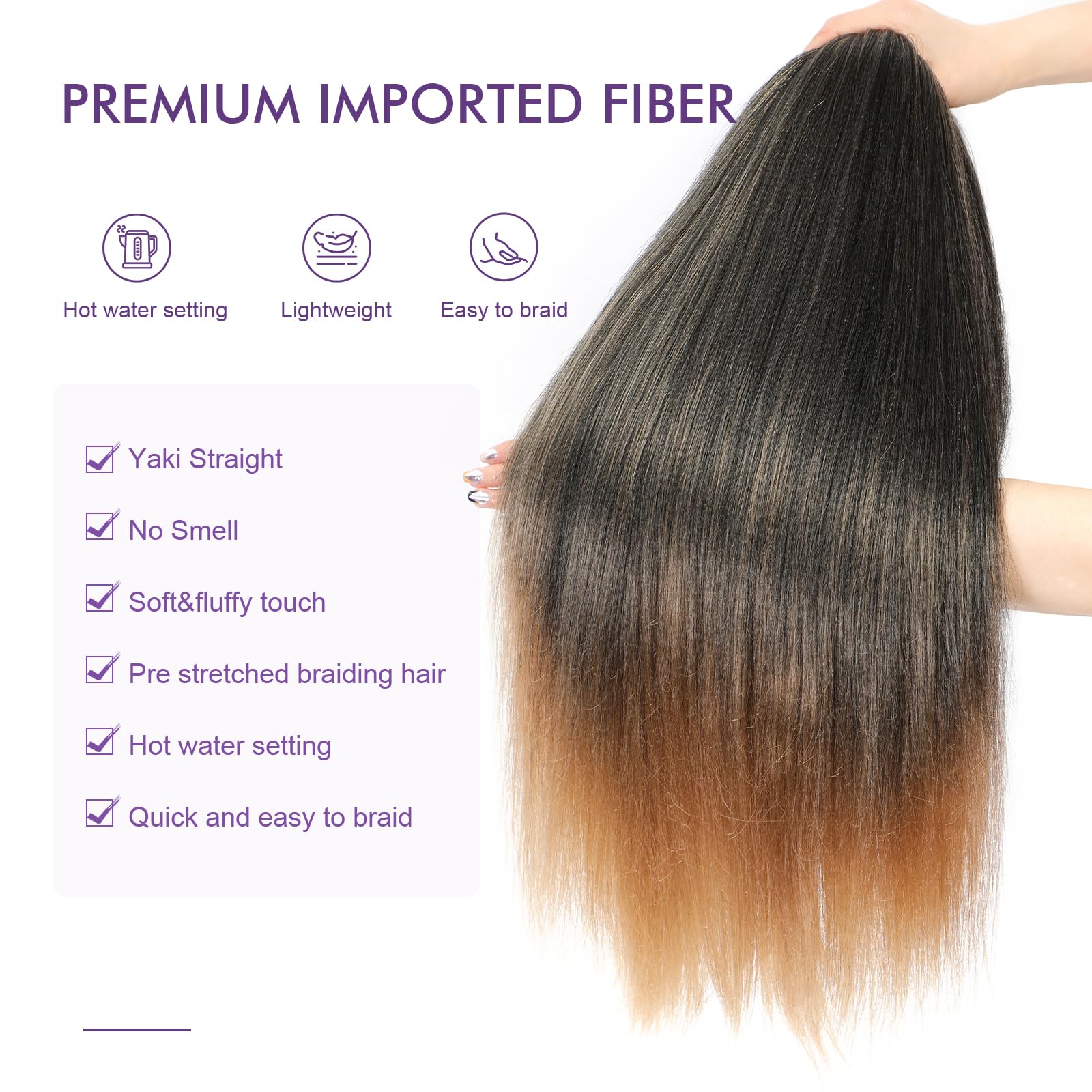 Rosdina Pre-Stretched Braiding Hair - 16 Inch 8 Packs Ombre Blonde Short Braiding Hair For Twist Or Box Braids, Yaki Texture Hot
