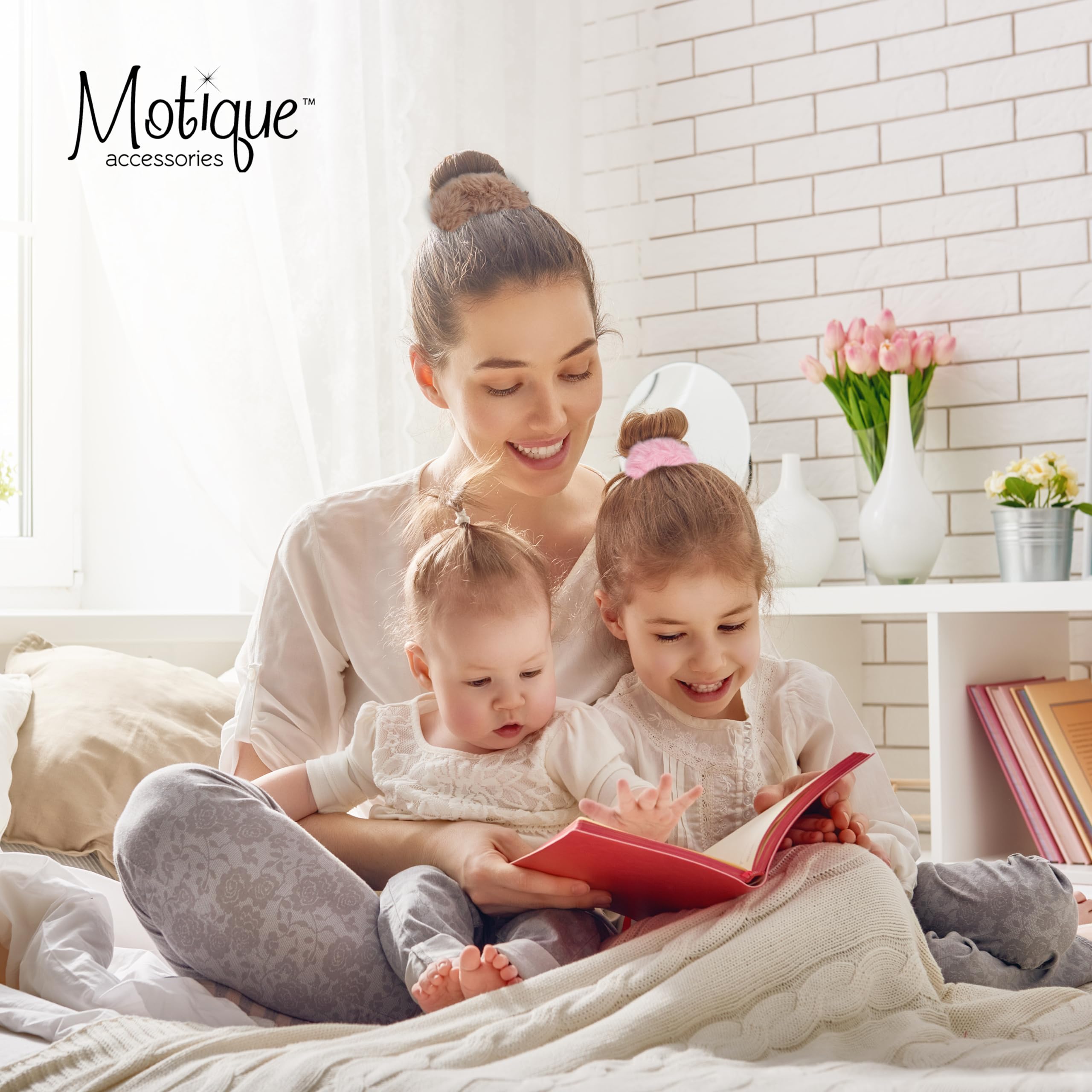 Small Fuzzy Fur Scrunchies Furry Pony Holder - Set Of 2 - Mauve