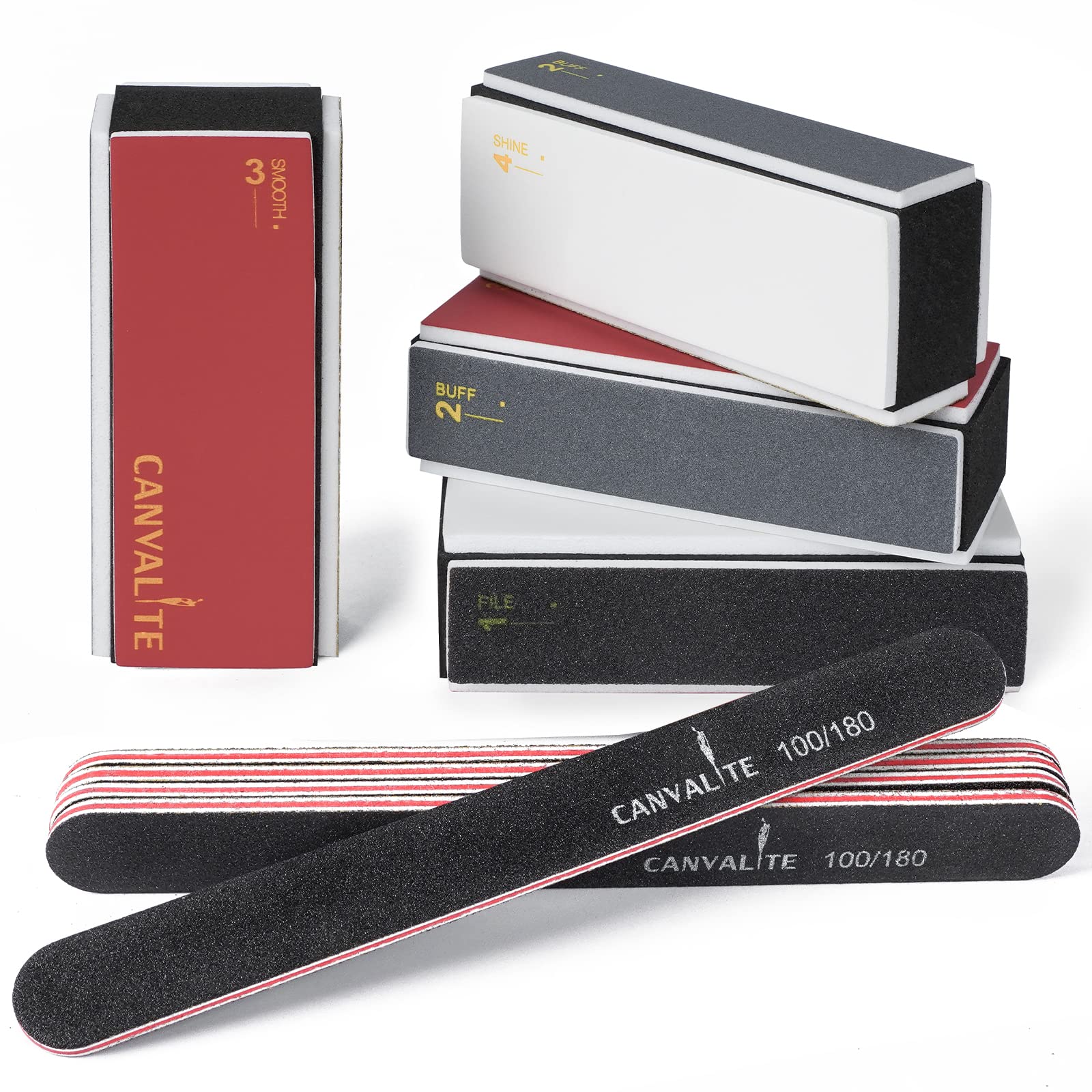 Canvalite Nail Buffer for Natural Nails, All in One 4 Way Nail File & Buffer Block That Shapes, Files, Smoothes, and Shines, 100