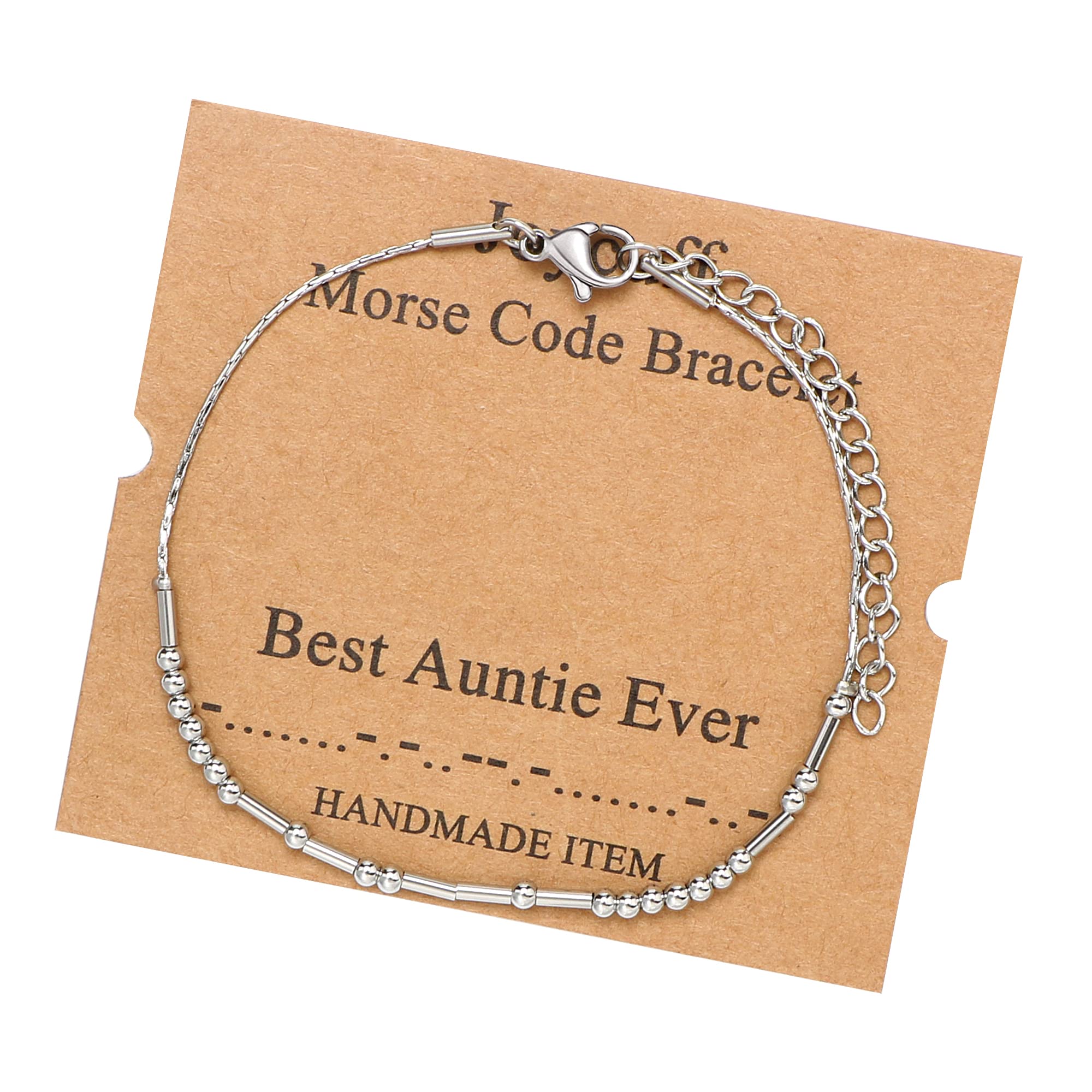 JoycuFF Best Auntie Ever Morse Code Bracelets Unique Aunt Gifts for Her Birthday Mother 's Day Christmas Inspirational Stainless