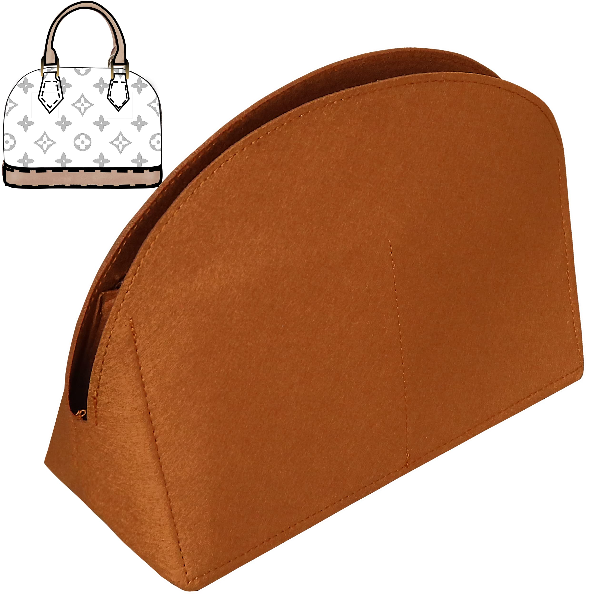 Soyizom Purse Organizer for Alma insert, Felt Bag Organizer Purse Organizer Insert For Alma PM BB insert organizer(PM,Brown)