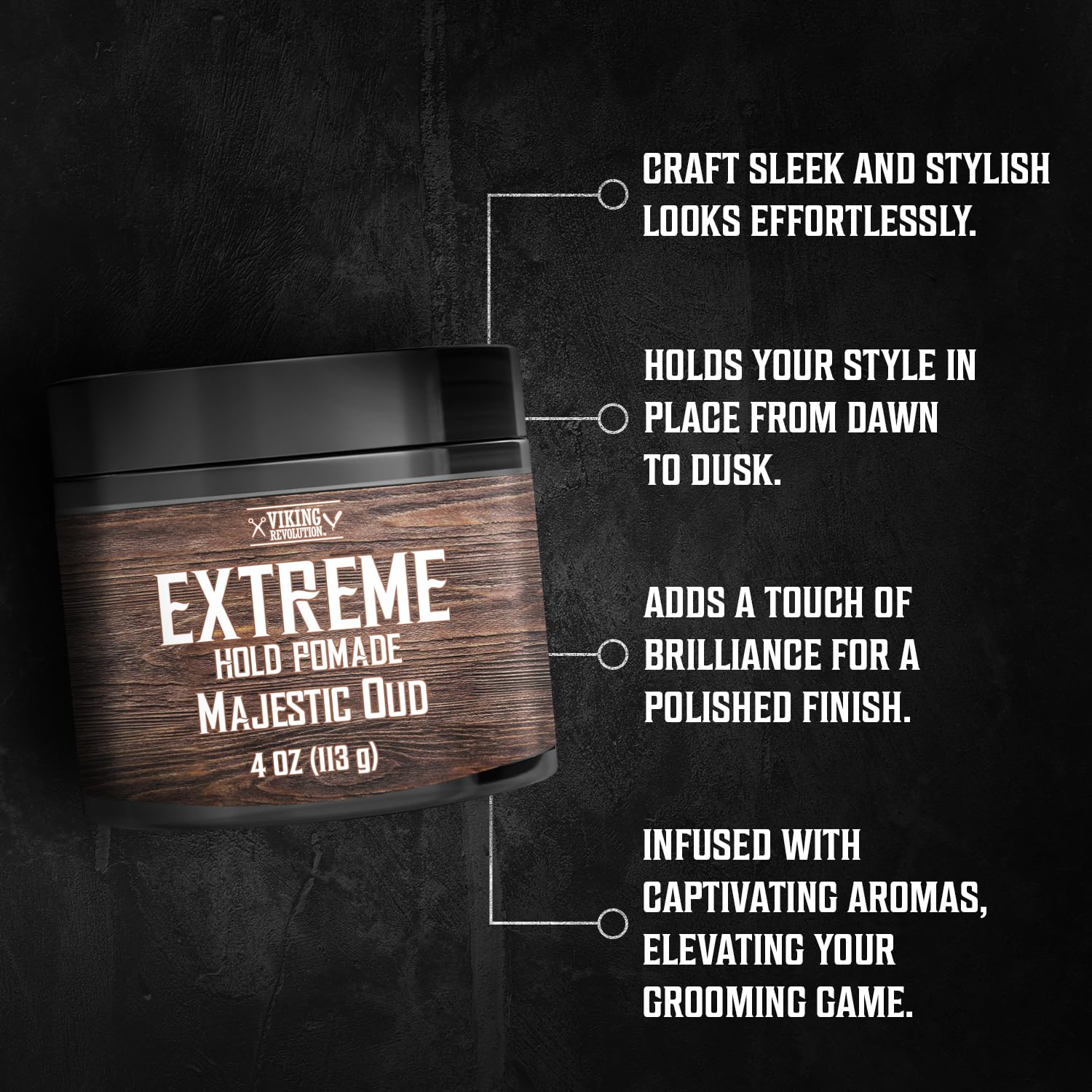 Viking Revolution Majestic Oud Hair Pomade For Men - Extreme Hold Hair Gel For Men Water Based - Mens Pomade Extra Firm Mens Hai