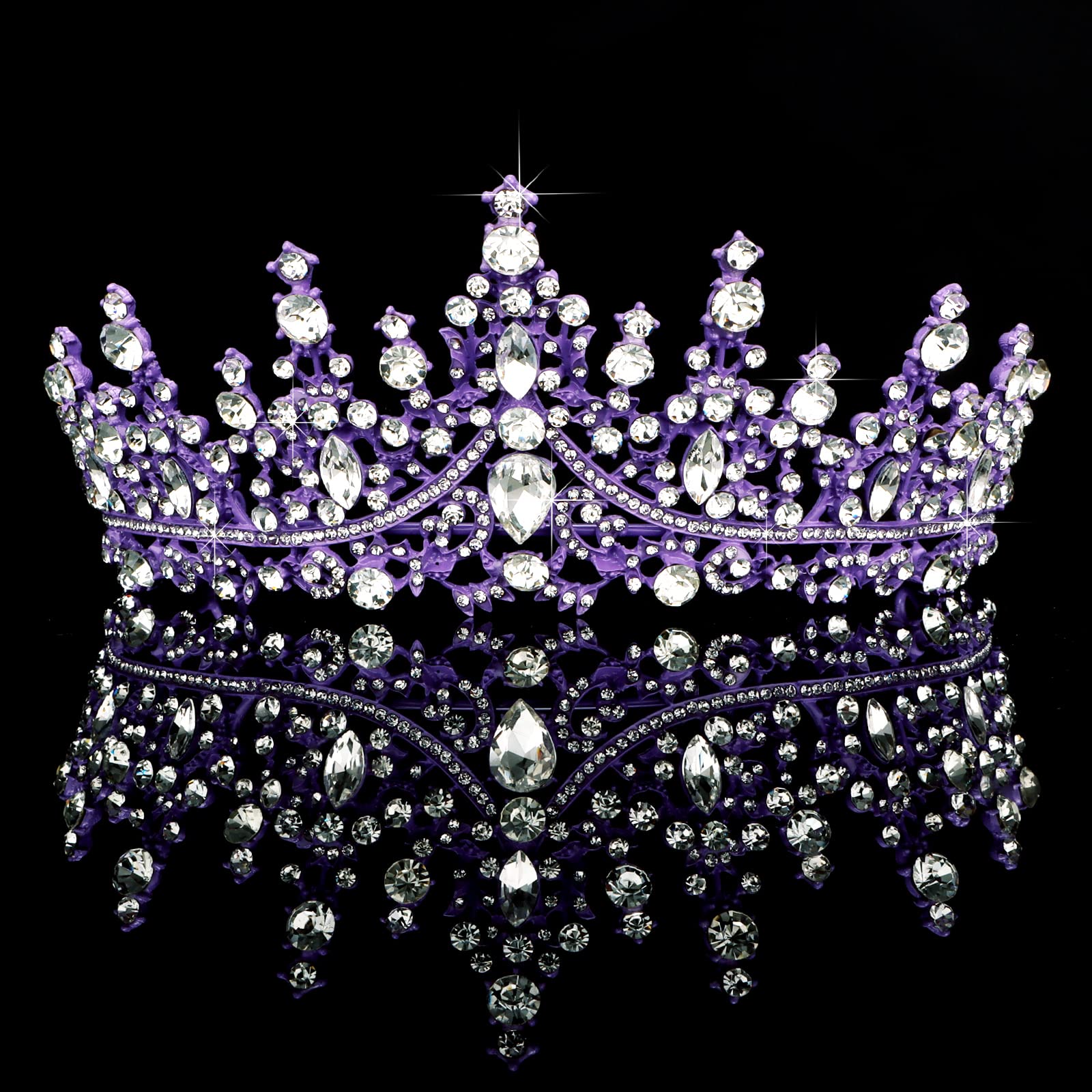 TOBATOBA Tiaras for Women, Dark Purple Tiara Crowns for Women, Wedding Tiara for Bride Queen Crown, Royal Princess Quinceanera H