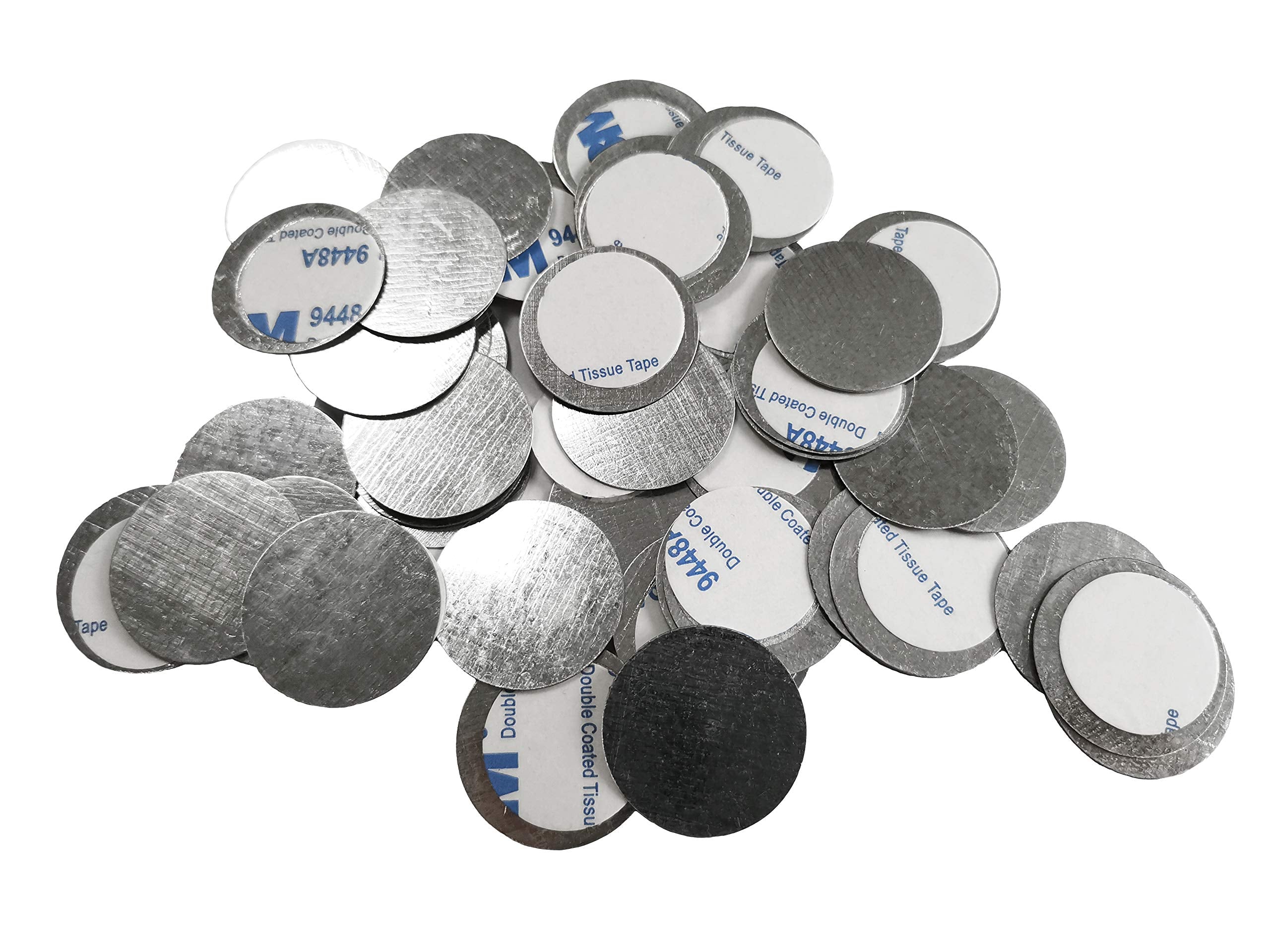 Tuoking 50Pcs Round Metal Stickers For Non-Magnetic Eyeshadow Pan Use With Magnetic Makeup Palette (Diameter 2.5Cm)