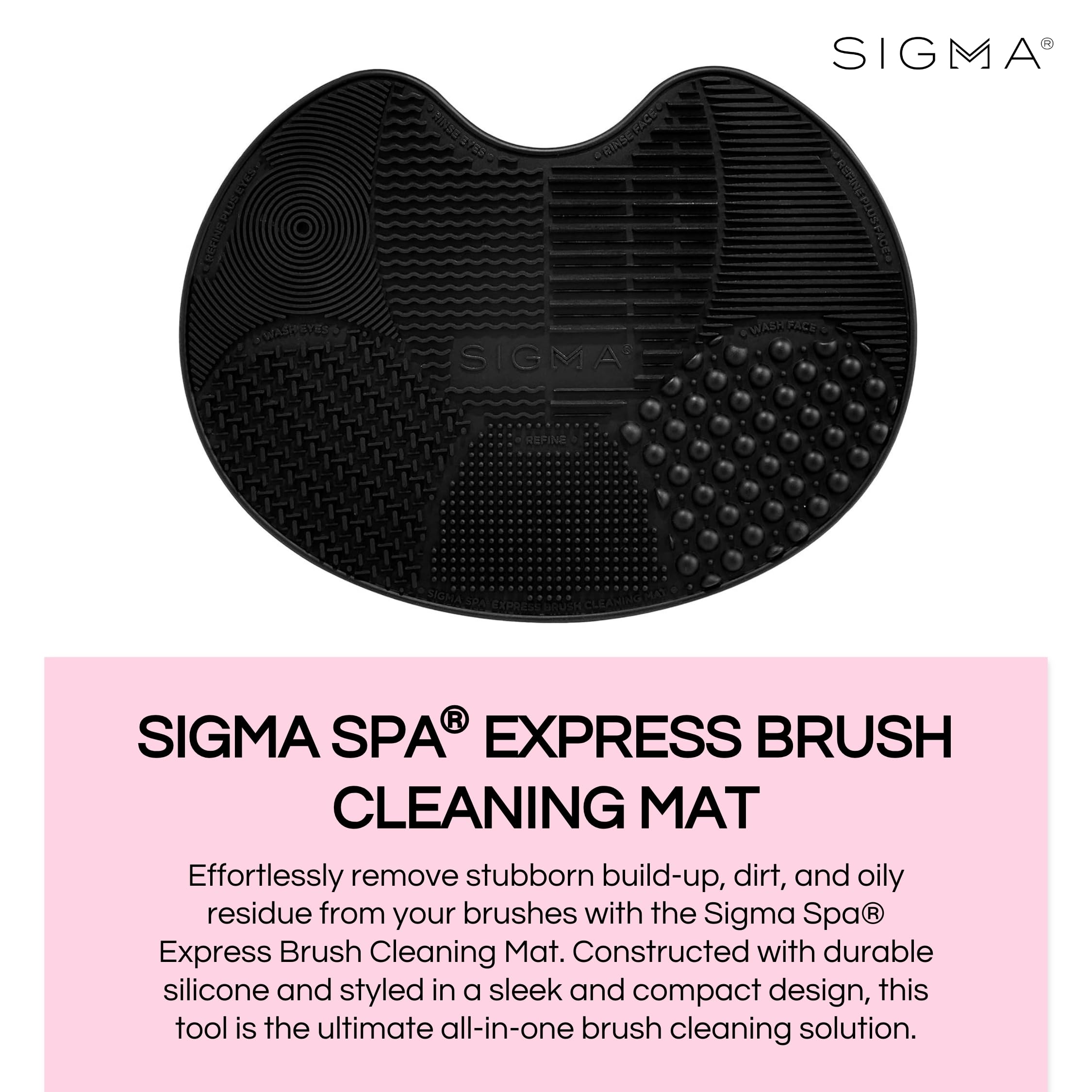 Sigma Beauty Makeup Brush Cleaner Mat - Sigma Spa Express Silicone Makeup Brush Cleaning Mat With Suction Cups For Cleaning Make