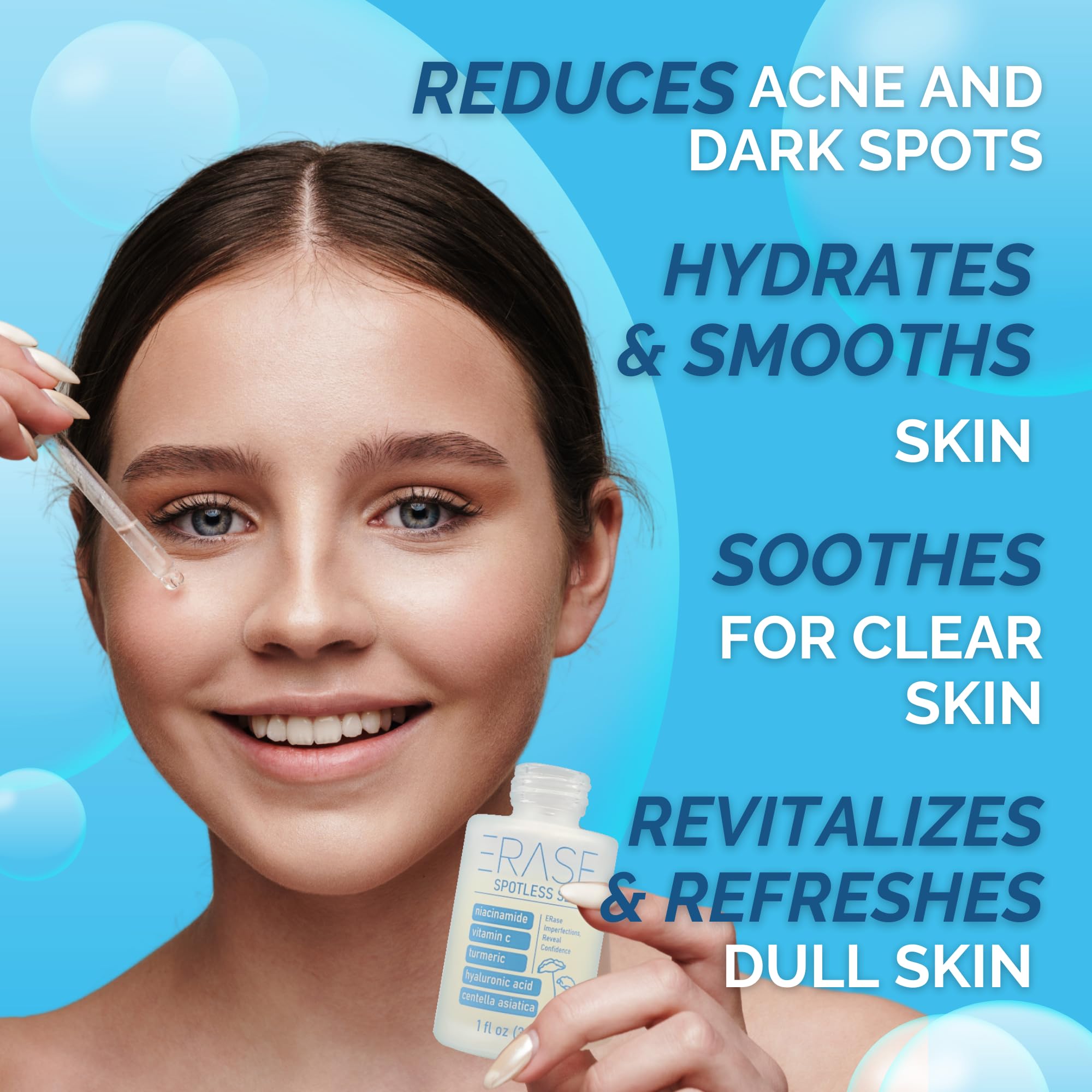 ERase Spotless Serum - Vitamin C Serum for Dark Spots with Niacinamide 5%, Korean Skin Care, Proactive Acne Treatment For Face,