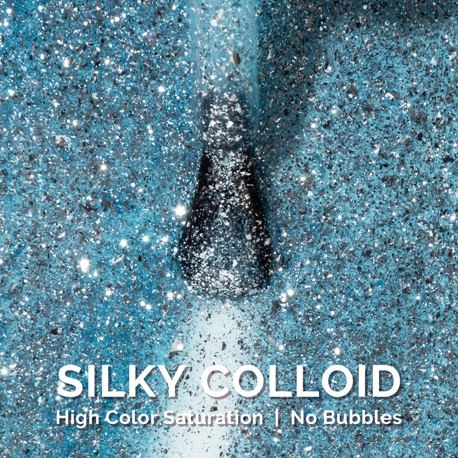 Melodysusie Blue Glitter Gel Polish,0.5Fl Oz Snowflake Blue Shimmer Nails Soak Off Uv Led Lake Blue Sparkle Gel Polish Gift For