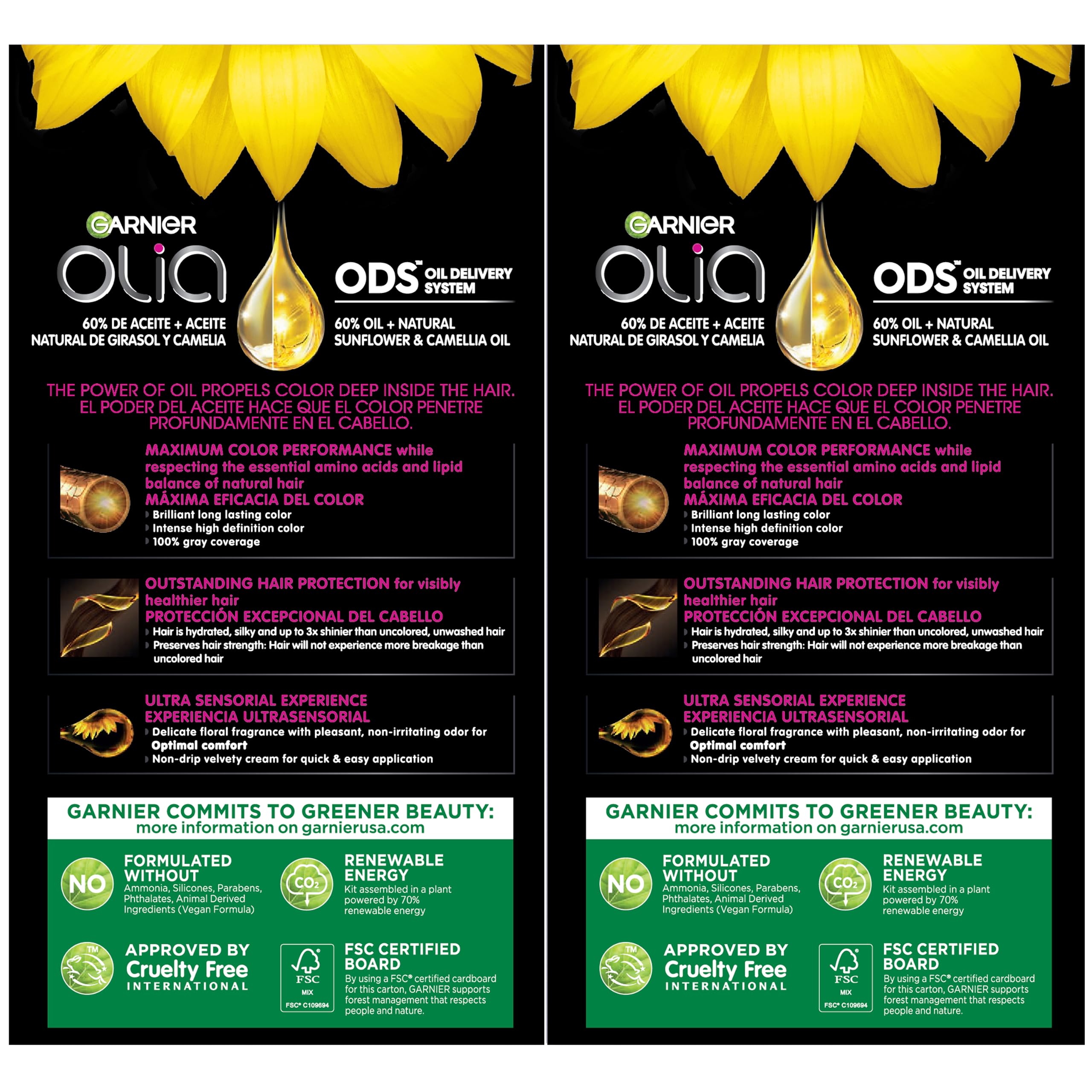 Garnier Hair Color Olia Ammonia-Free Brilliant Color Oil-Rich Permanent Hair Dye, 7.45 Dark Fire Ruby, 2 Count (Packaging May Va
