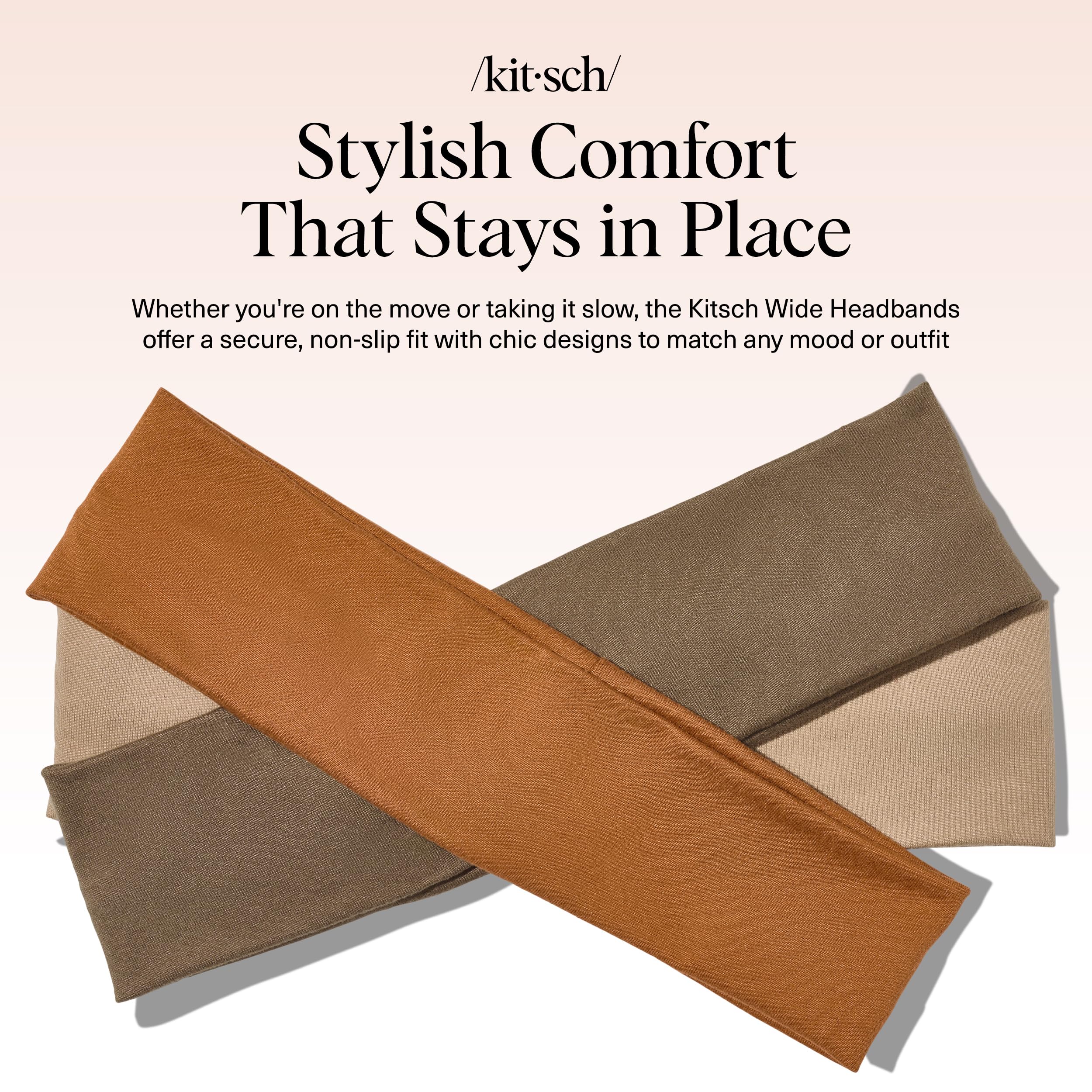 Kitsch Wide Headbands for Women - Fashion Sports Headband for Workout, Yoga, Gym, Running, Exercise | Stretchy Head Bands for Wo