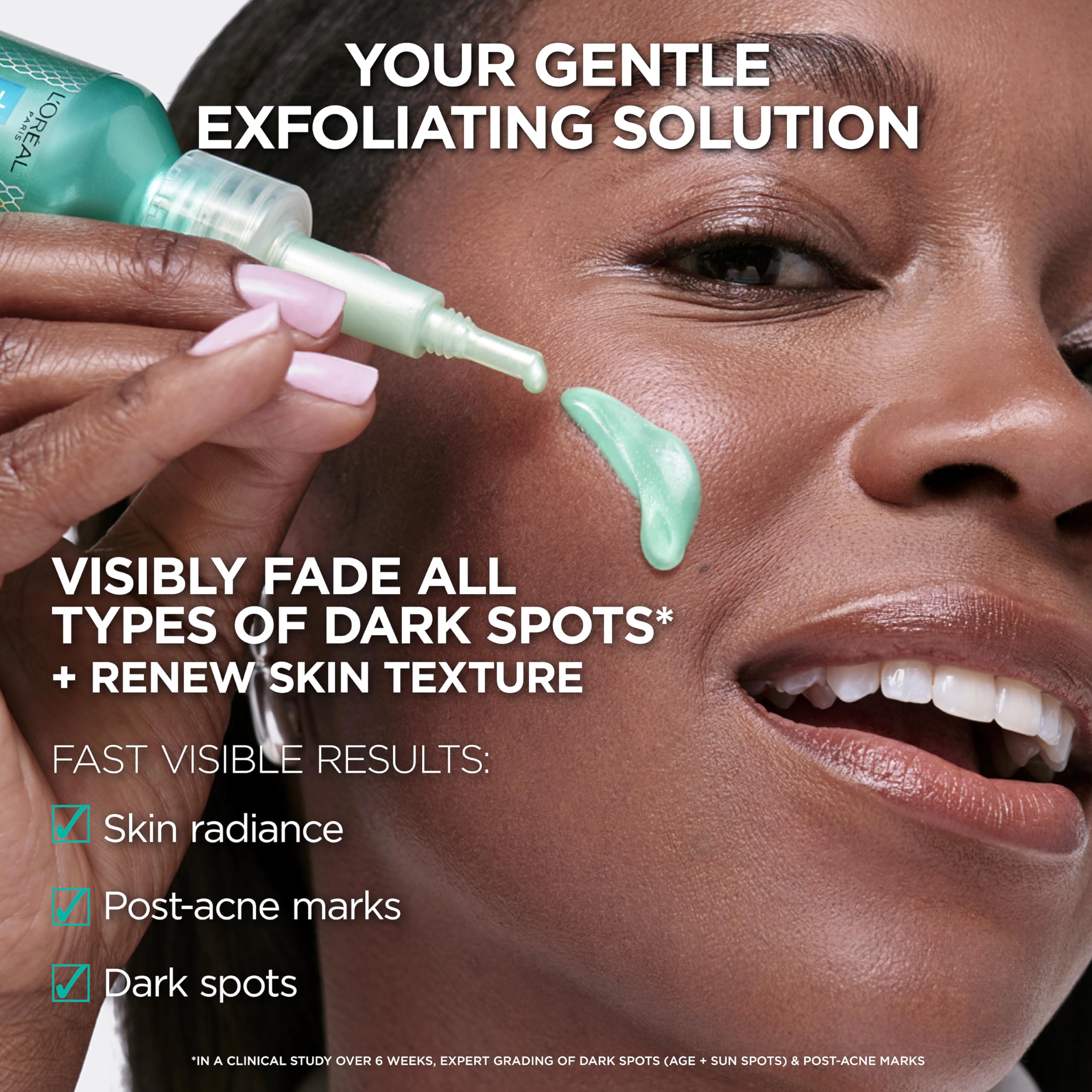 L'Oreal Paris Bright Reveal Dark Spot Exfoliant Peel, 25% AHA BHA PHA Face Exfoliator Solution, Gentle Skincare to Visibly Reduc