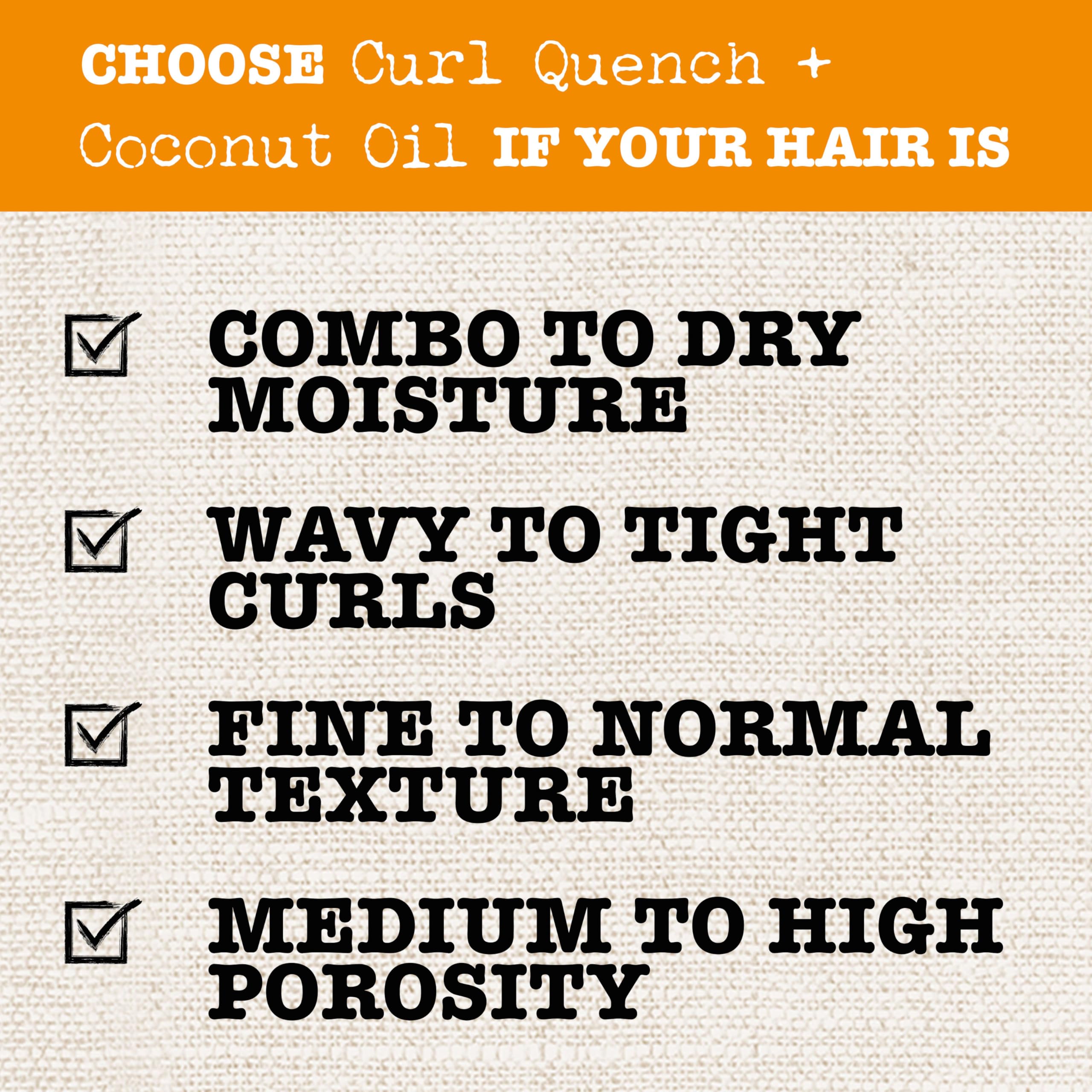 Maui Moisture Curl Quench + Coconut Oil Curl-Defining Anti-Frizz Shampoo to Hydrate and Detangle Tight Curly Hair, Softening Sha