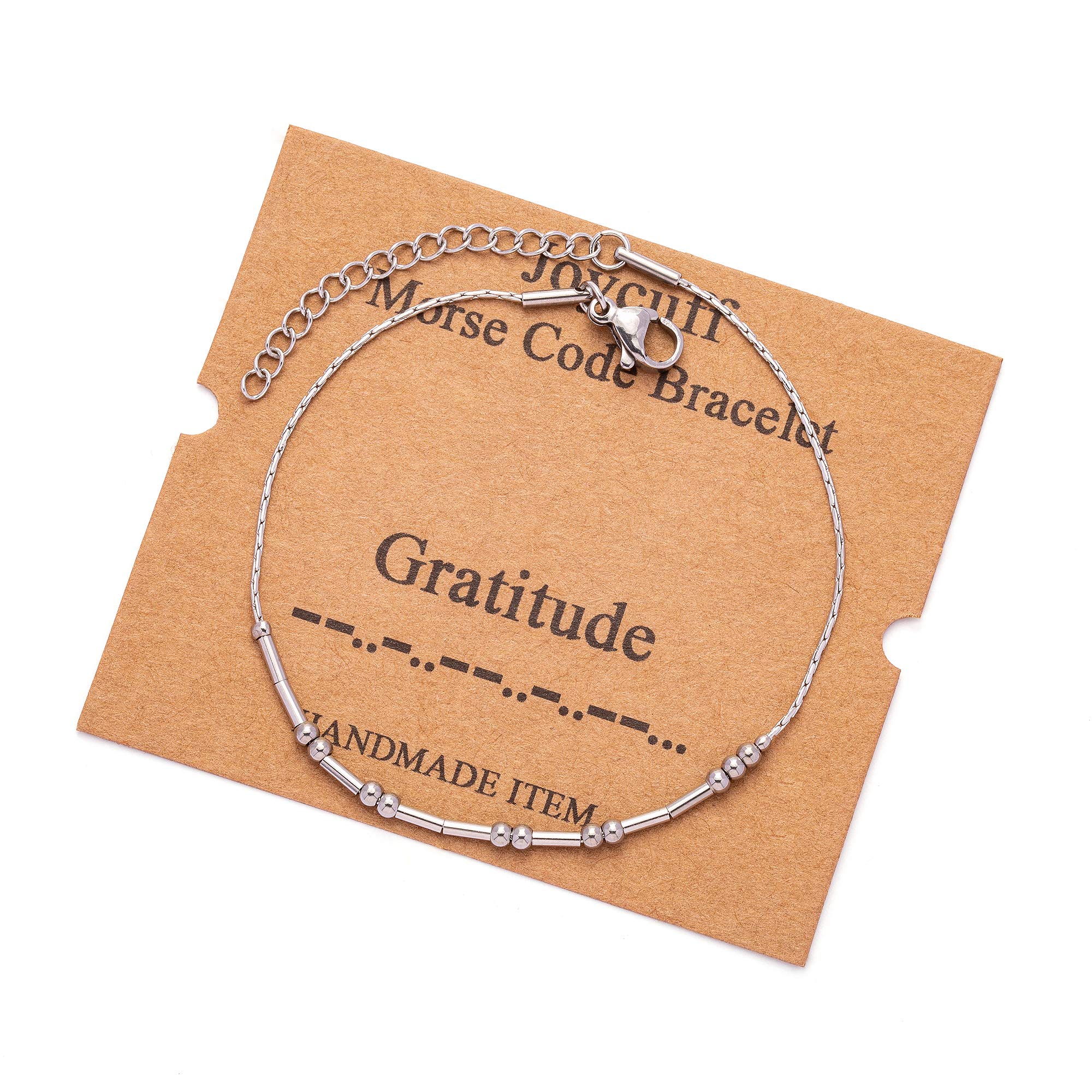 JoycuFF Gratitude Morse Code Bracelets for Best Friend Mom Coworker Sister Daughter Inspirational Birthday Mother 's Thanksgivin