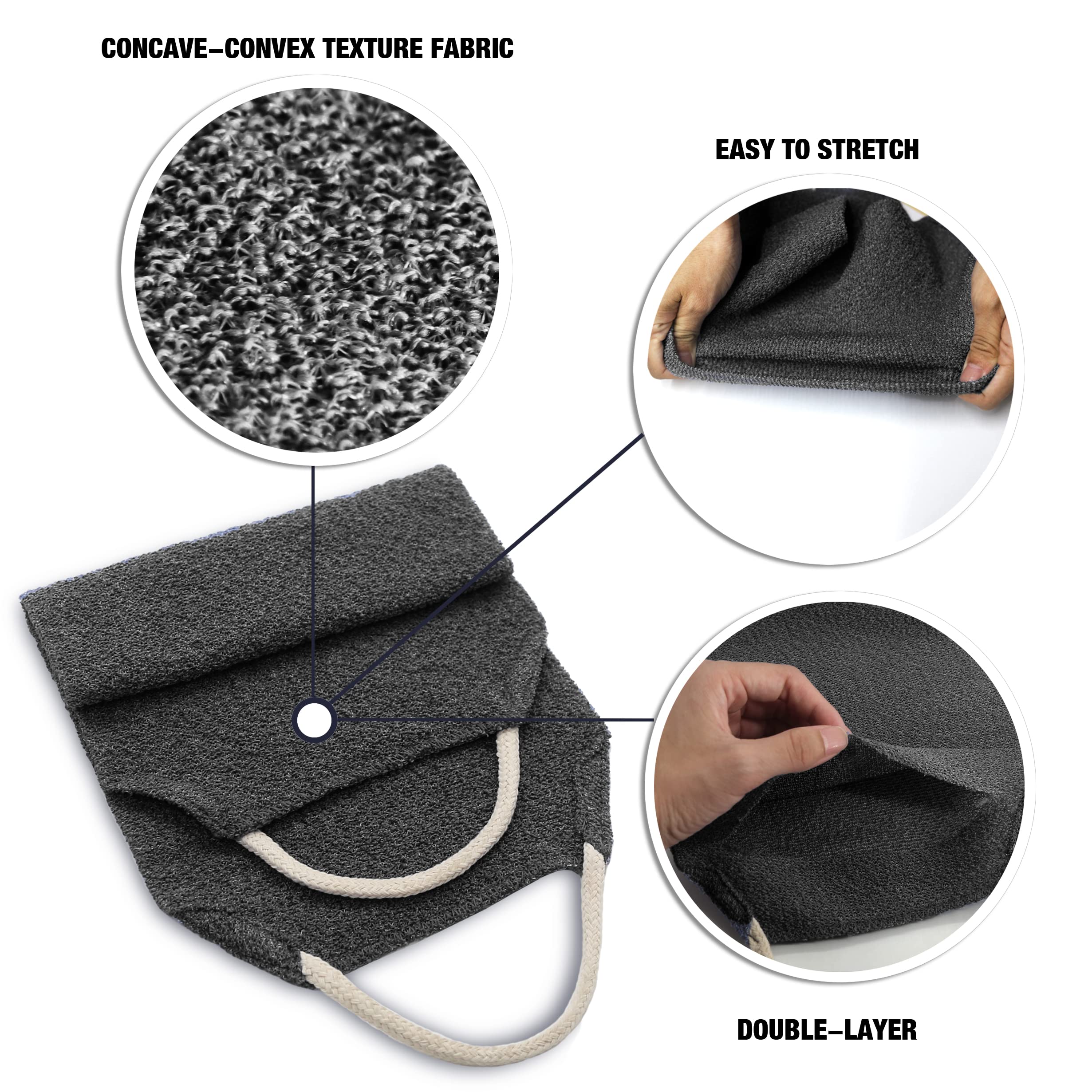Evridwear Exfoliating Back Scrubber With Handles Two Sides For Body Shower Deep Cleans Skin Massages Invigorating Blood Circulat