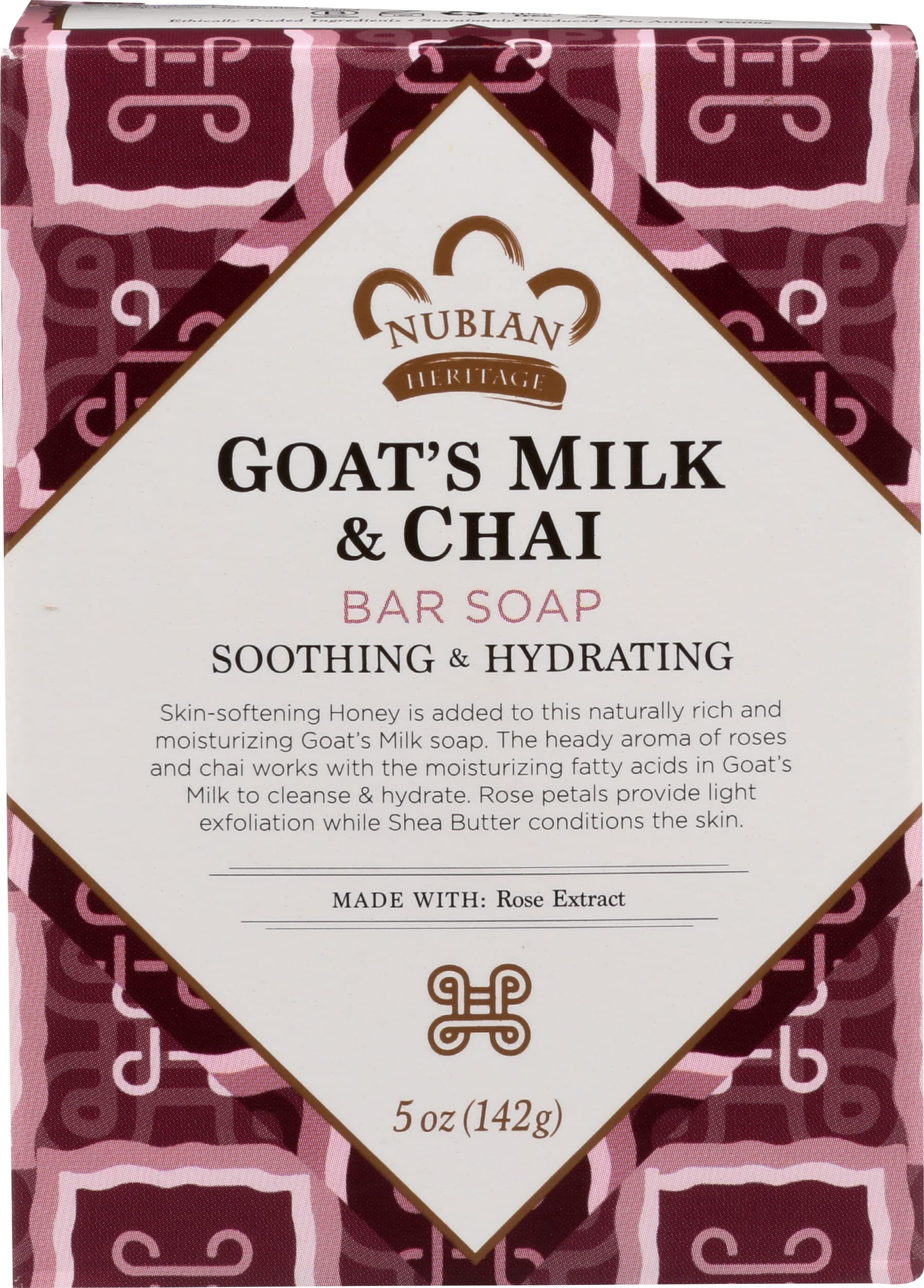 Nubian Heritage Goats Milk & Chai Bar Soap, Soothing & Hydrating, 5 Oz (Pack of 3)