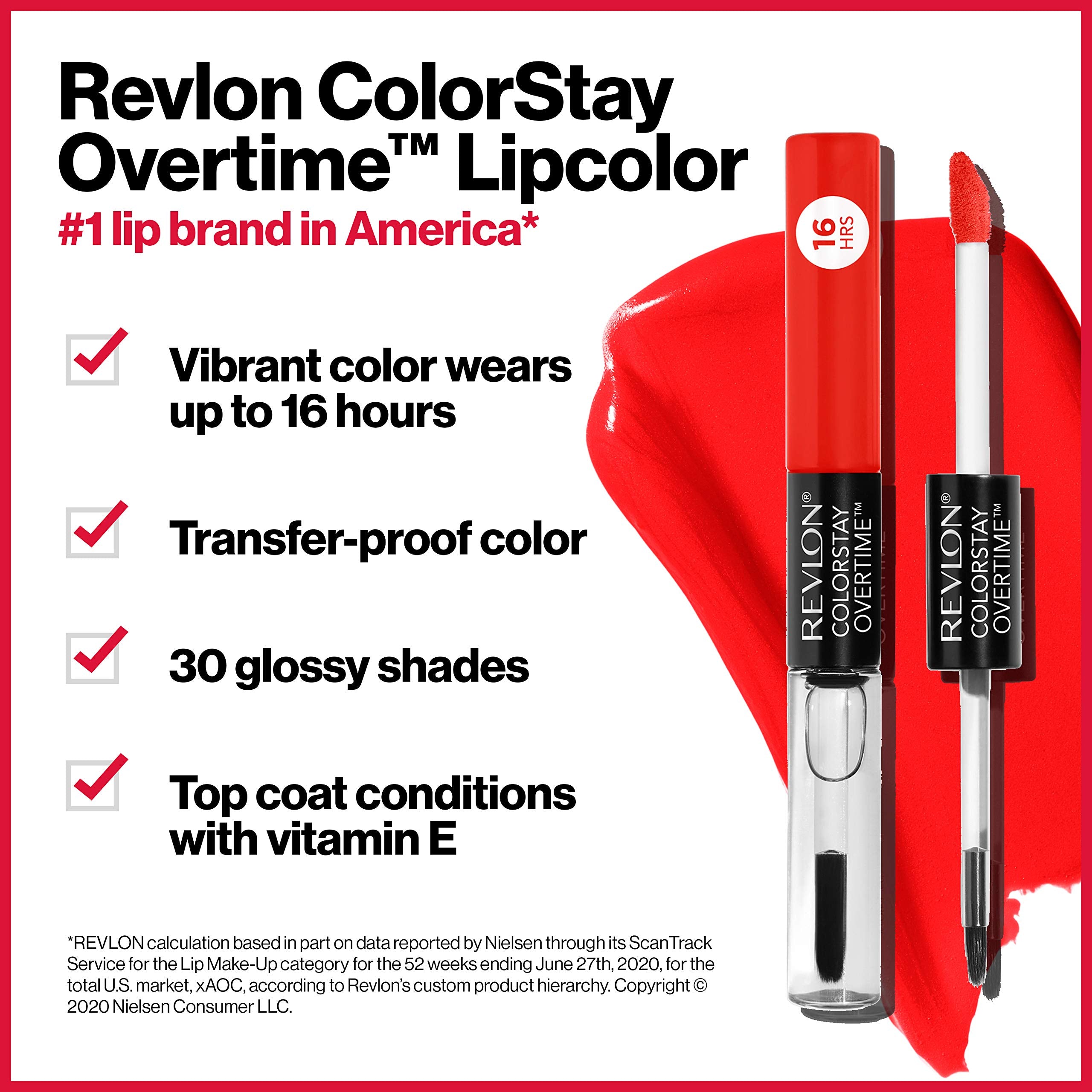 Revlon Colorstay Overtime Lipcolor, Dual Ended Longwearing Liquid Lipstick With Clear Lip Gloss, With Vitamin E In Pink, 24/7 Pi