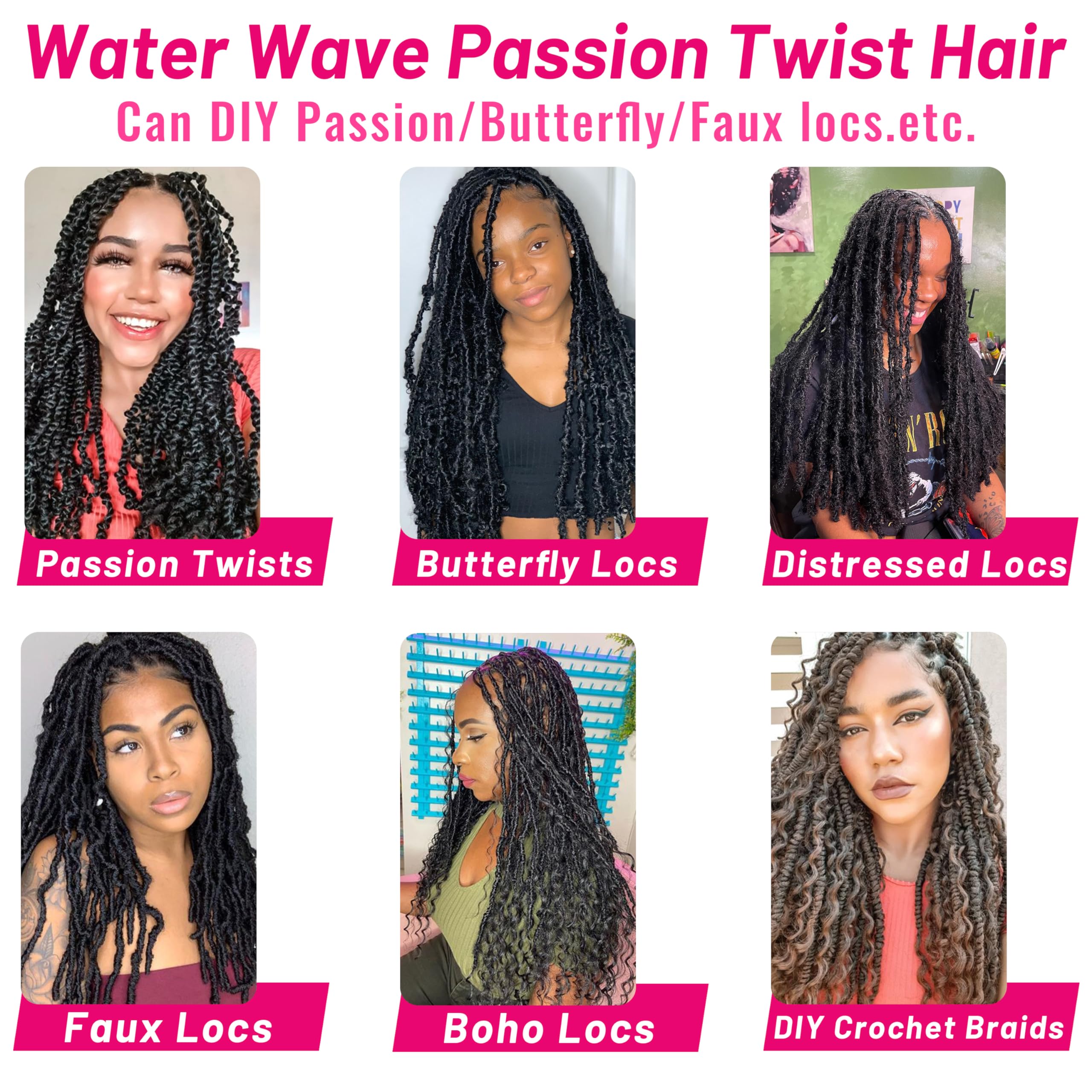 7 Packs Passion Twist Crochet Hair Braids 18 Inch Water Wave Synthetic Hair For Passion Twist Crochet Braiding Hair Goddess Locs