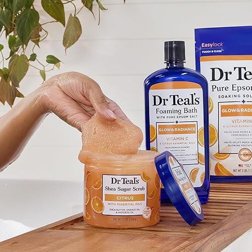 Dr Teal's Shea Sugar Body Scrub, Daytime/Nighttime with Vitamin C and Sleep Blend, 19 oz (Pack of 2)